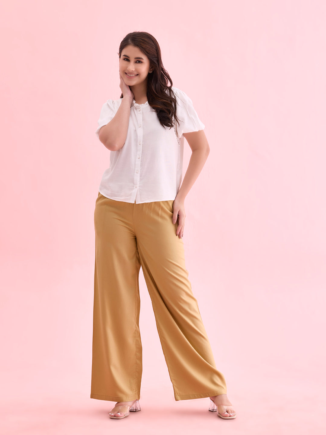 Wheat Woven Viscose Basic Palazzo