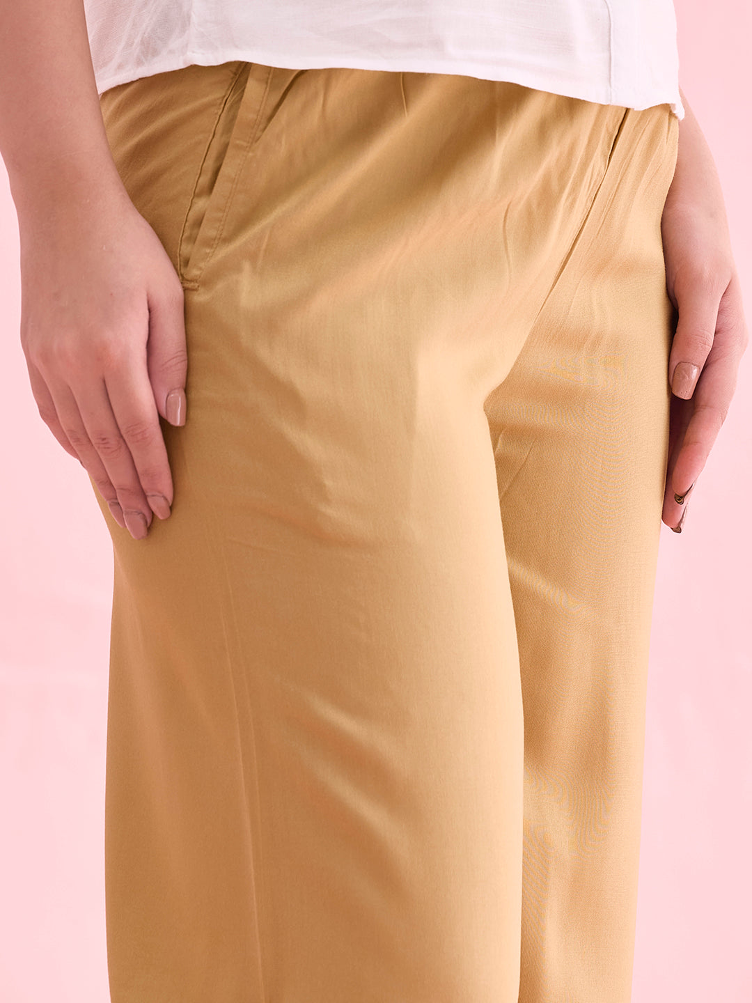 Wheat Woven Viscose Basic Palazzo