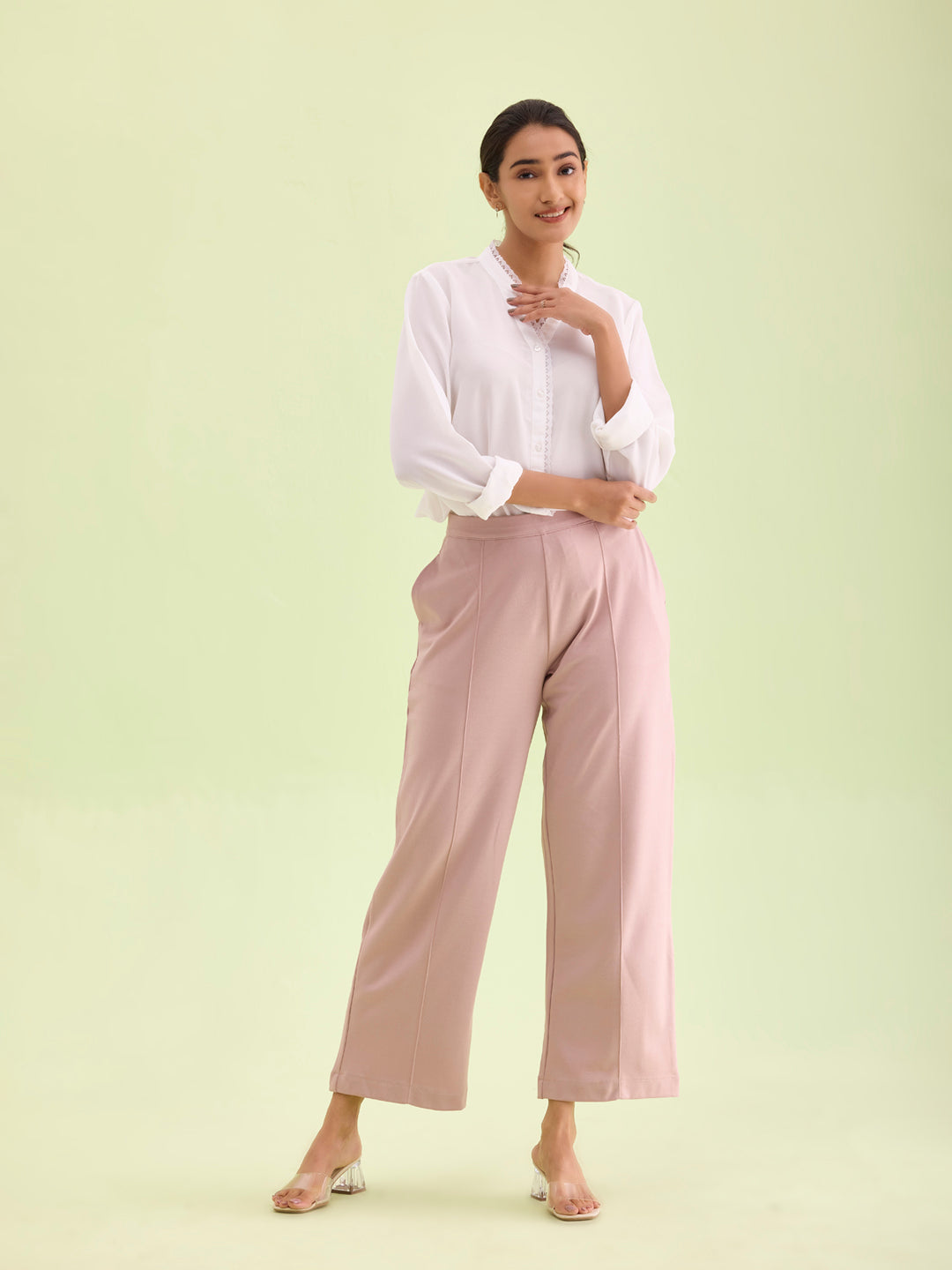 Baby Pink Roma Ponte Wide Pants