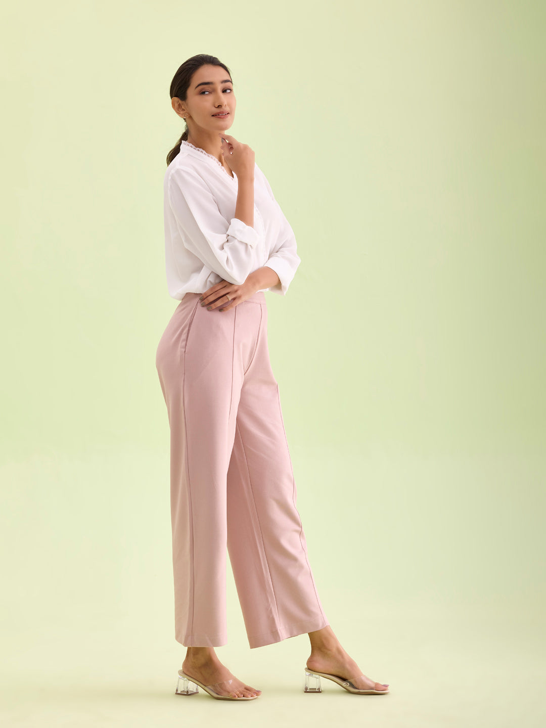 Baby Pink Roma Ponte Wide Pants