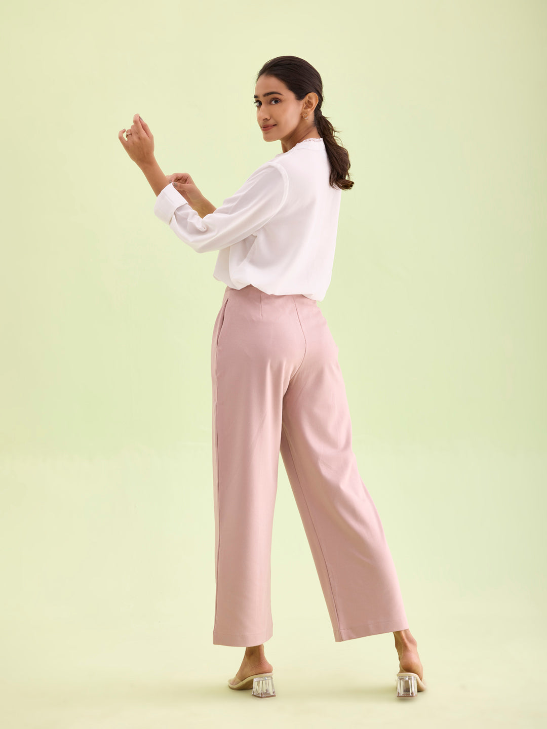 Baby Pink Roma Ponte Wide Pants