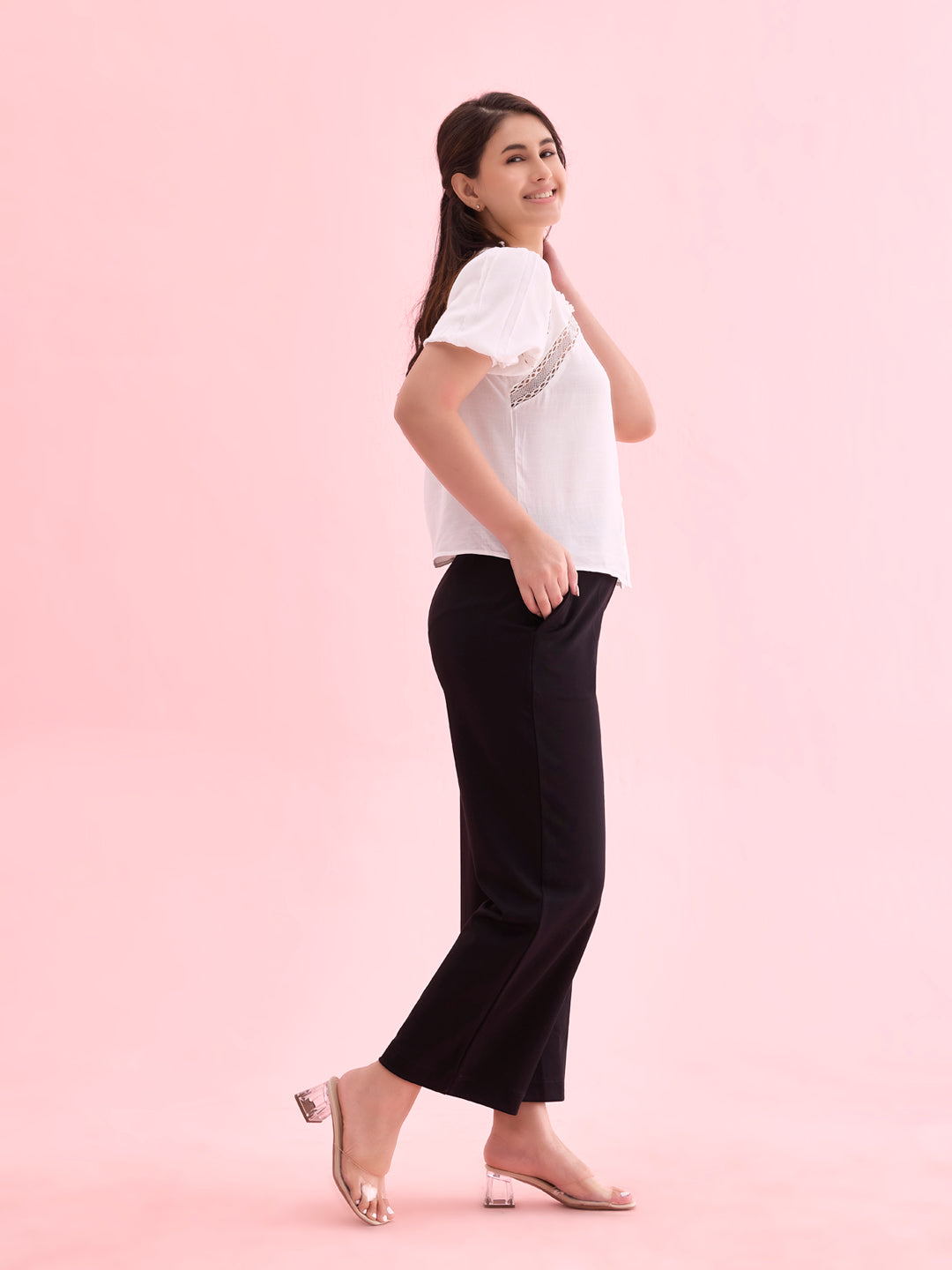 Black Roma Ponte Wide Pants