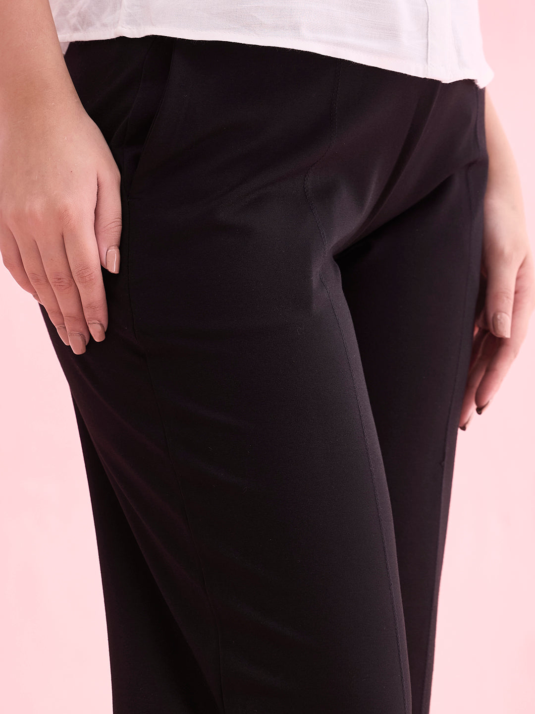 Black Roma Ponte Wide Pants