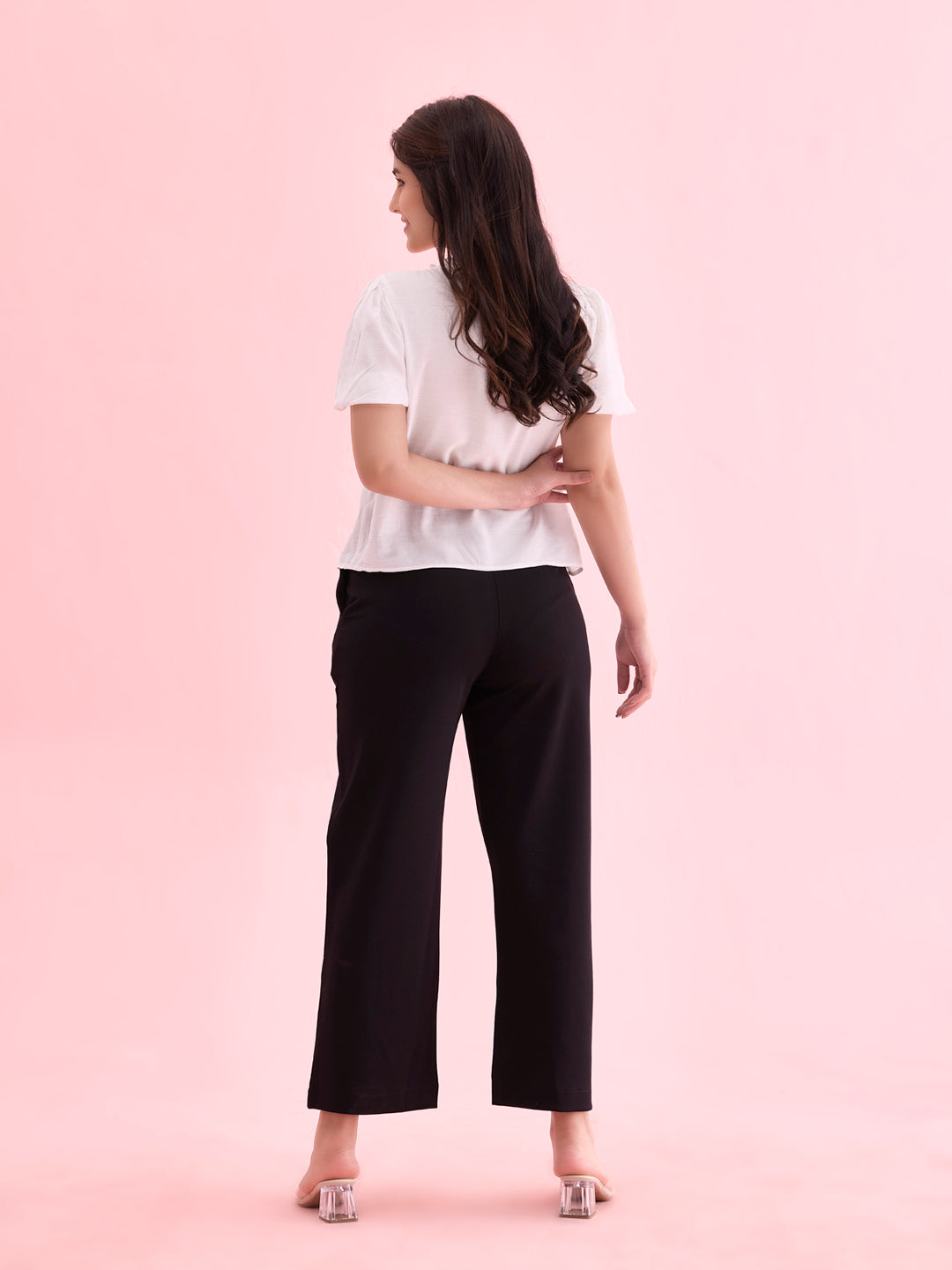 Black Roma Ponte Wide Pants