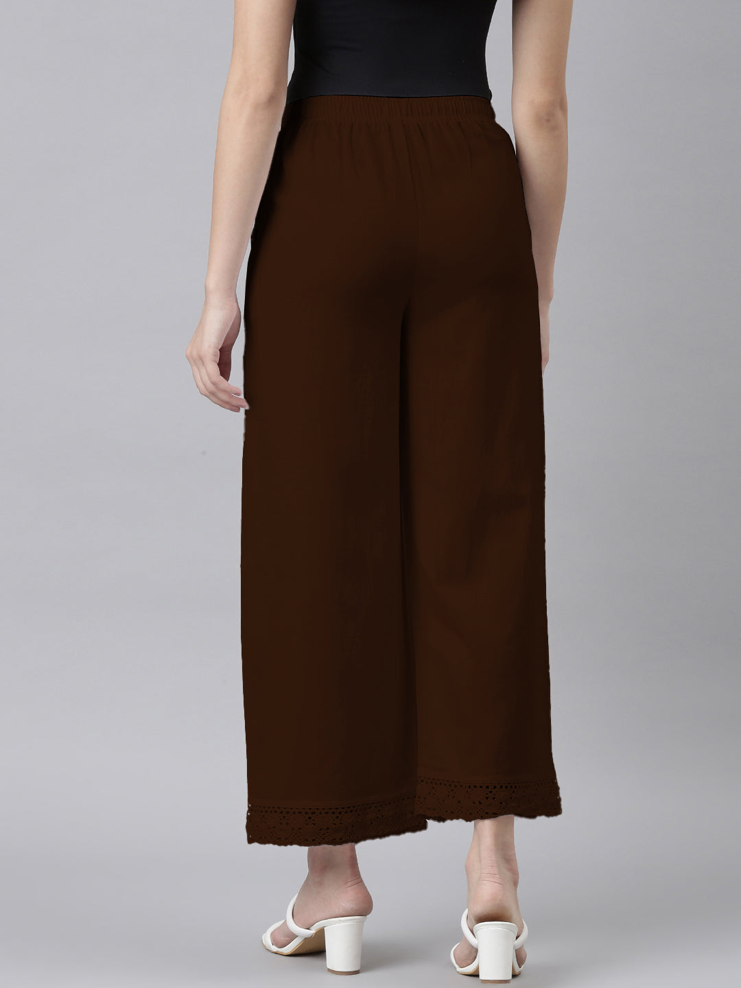 Dark Brown Linen Lace Palazzo