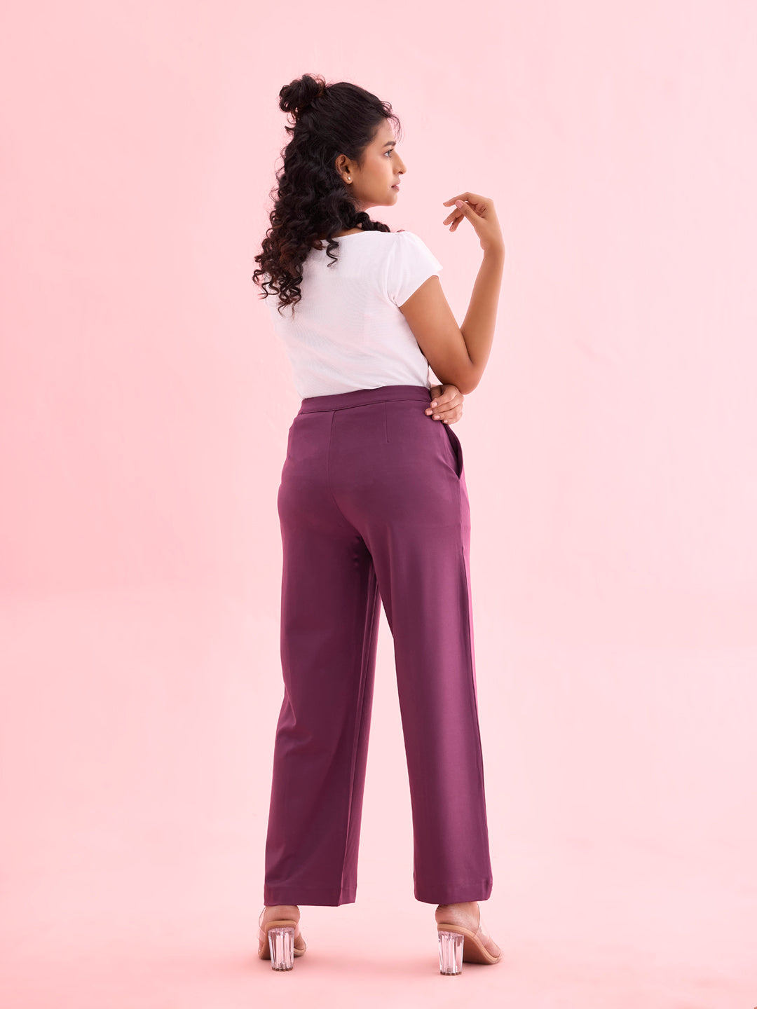 Dark Wine Roma Ponte Wide Pants