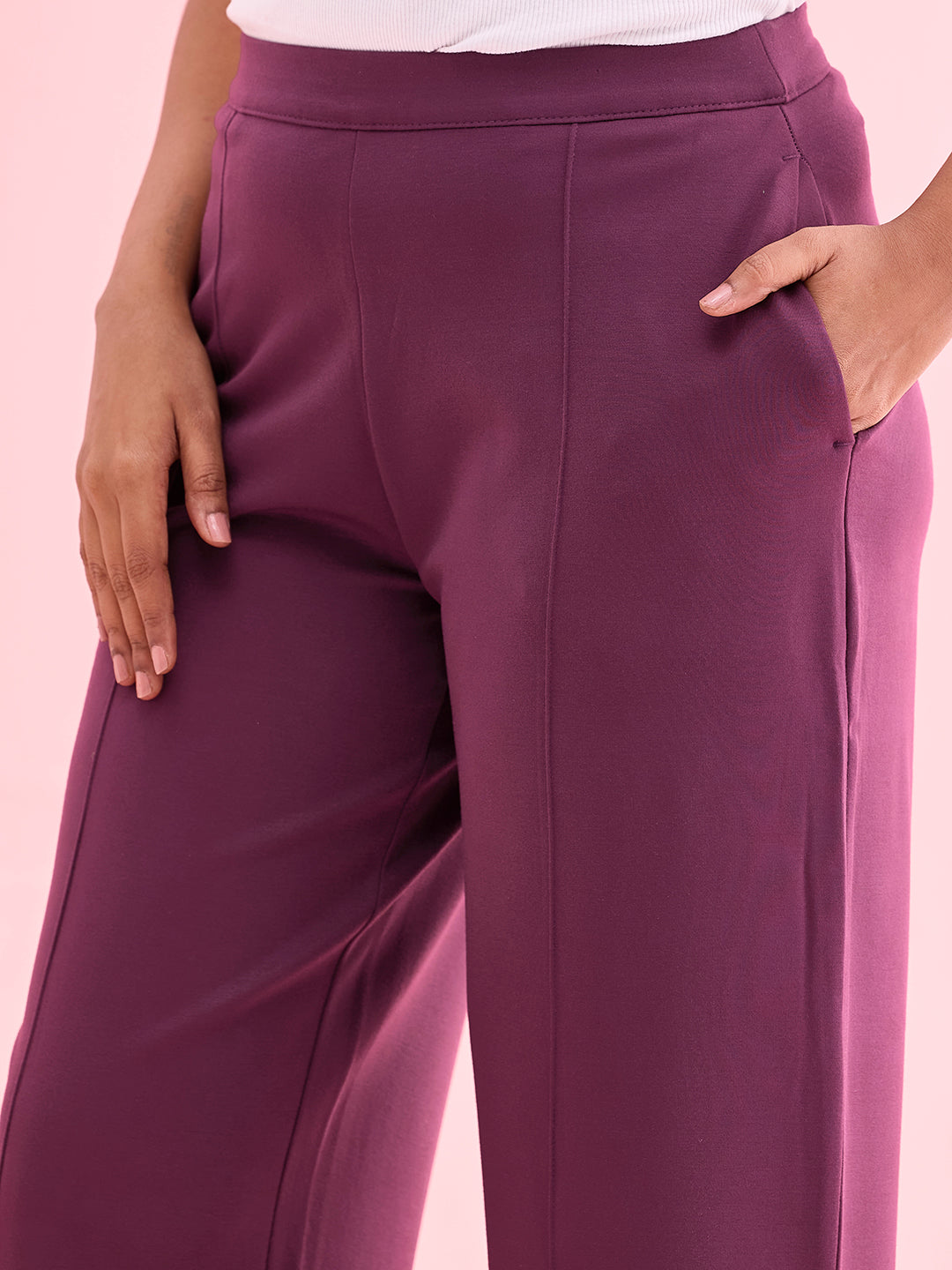 Dark Wine Roma Ponte Wide Pants