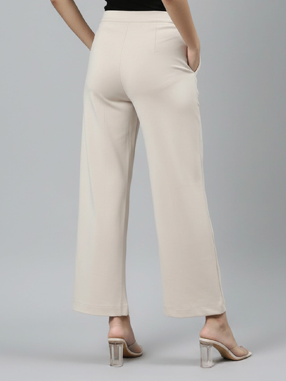 Light Beige Roma Ponte Wide Pants