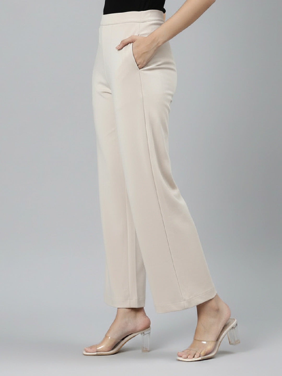 Light Beige Roma Ponte Wide Pants