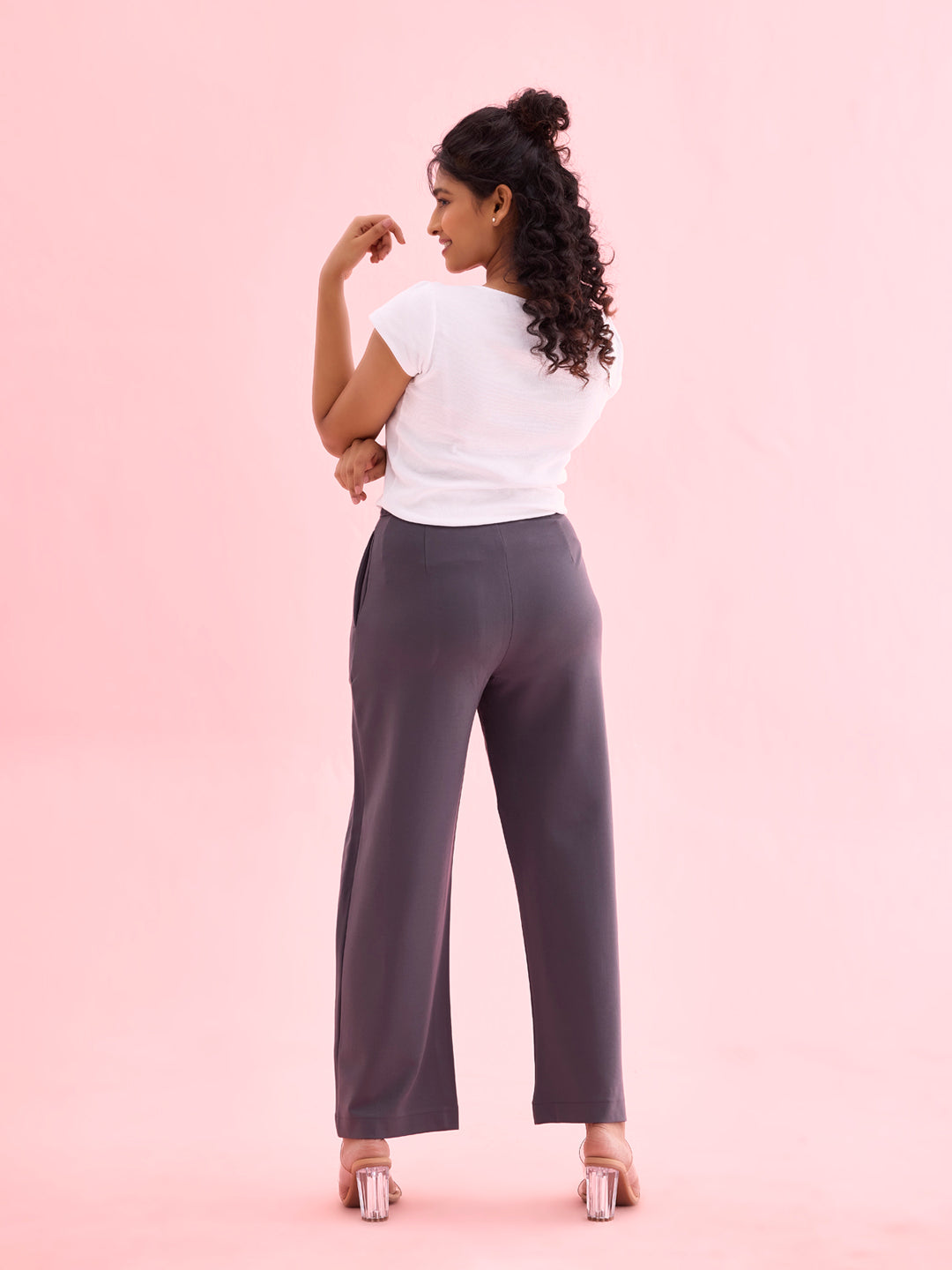 Medium Grey Roma Ponte Wide Pants