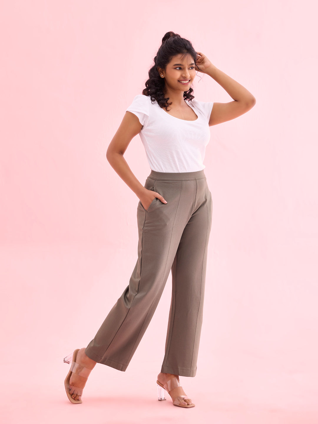 Medium Olive Roma Ponte Wide Pants