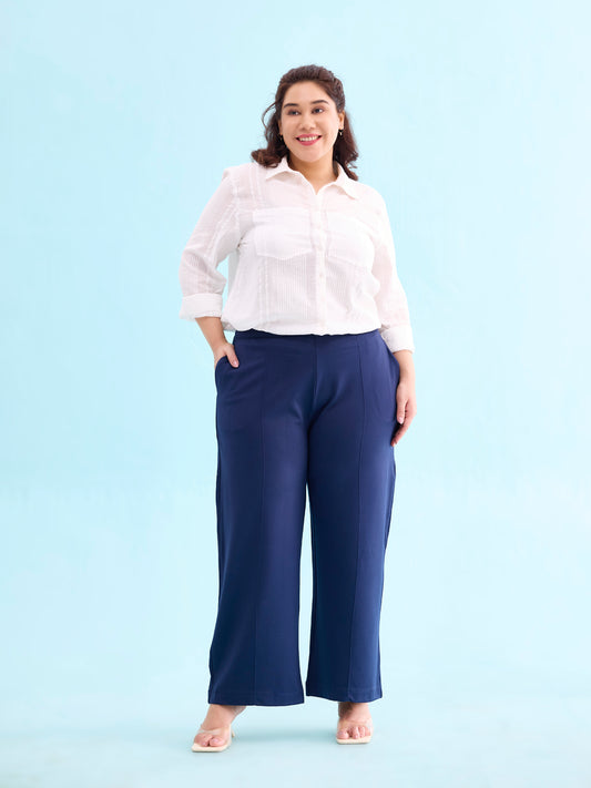 Navy Roma Ponte Wide Pants