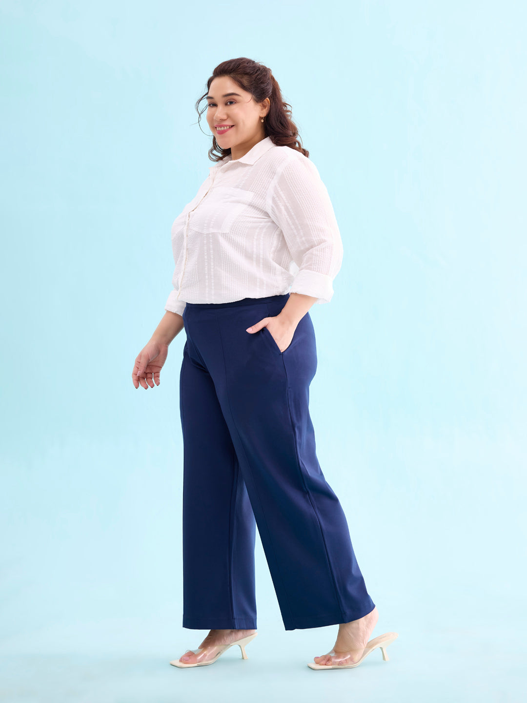 Navy Roma Ponte Wide Pants