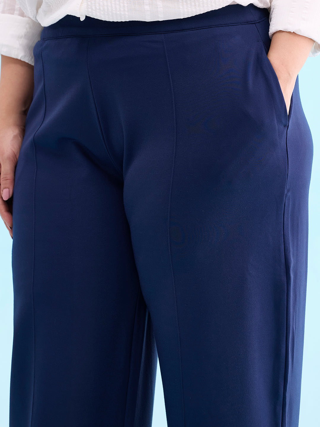 Navy Roma Ponte Wide Pants L