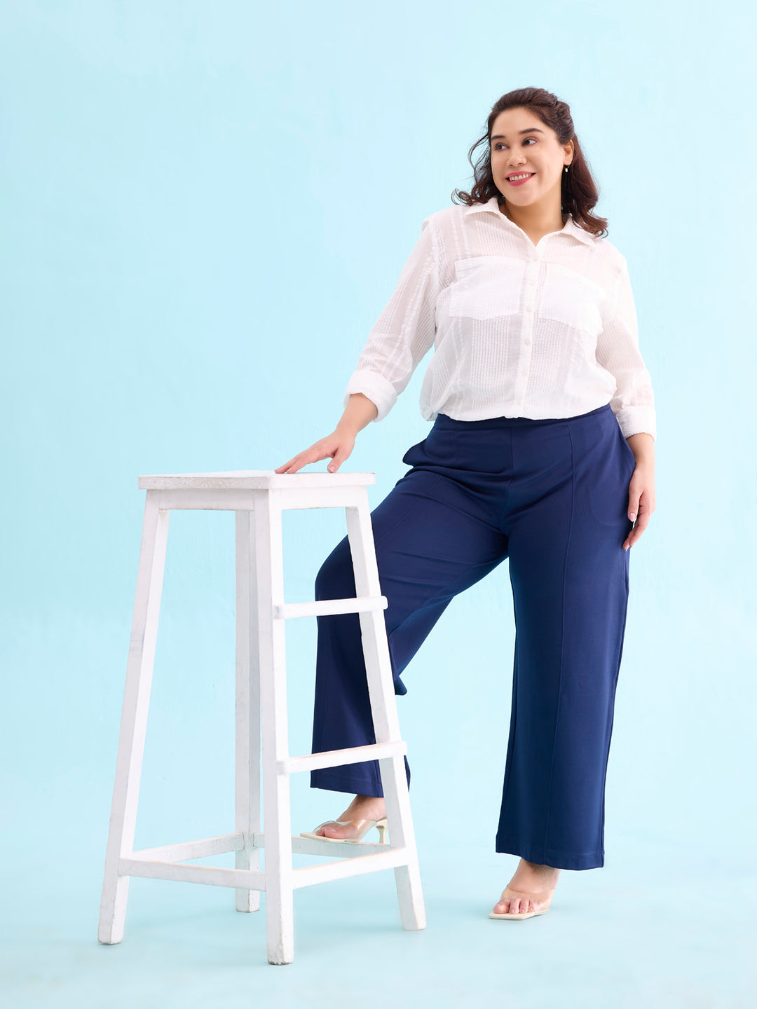 Navy Roma Ponte Wide Pants