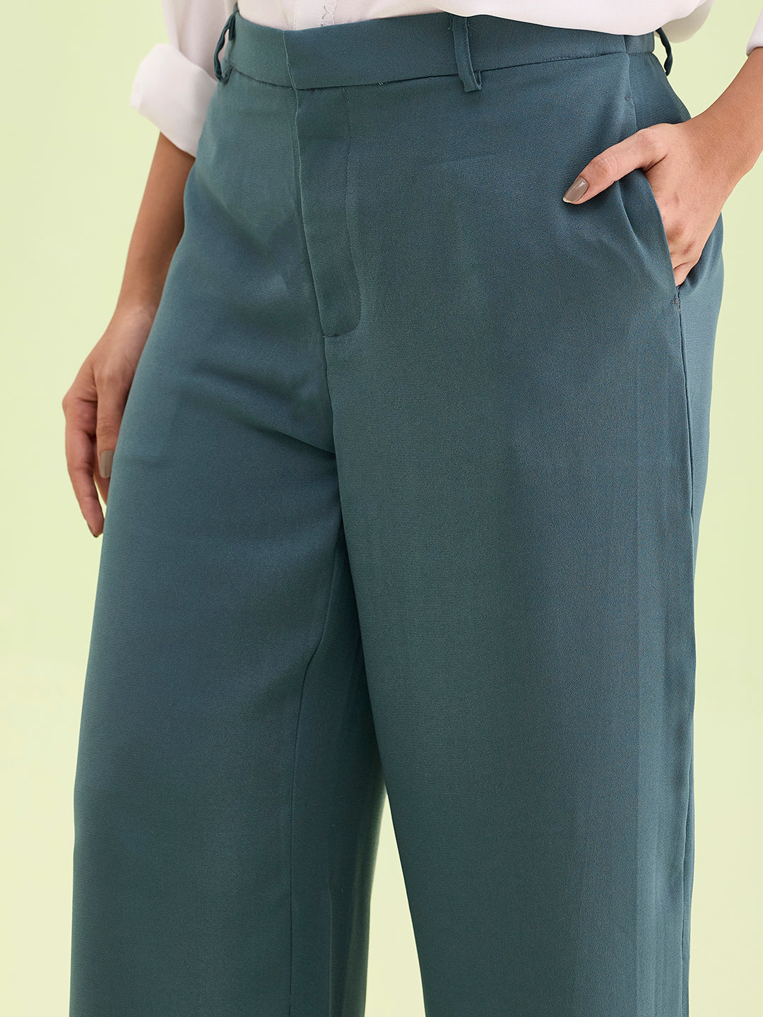 Ocean Green Crepe Wide Trouser