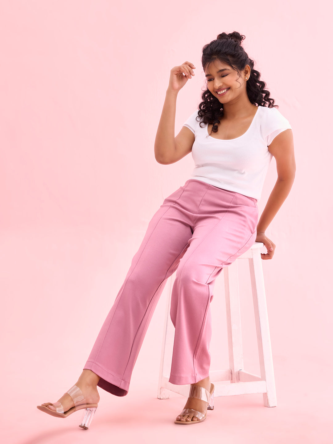 Rusty Pink Roma Ponte Wide Pants