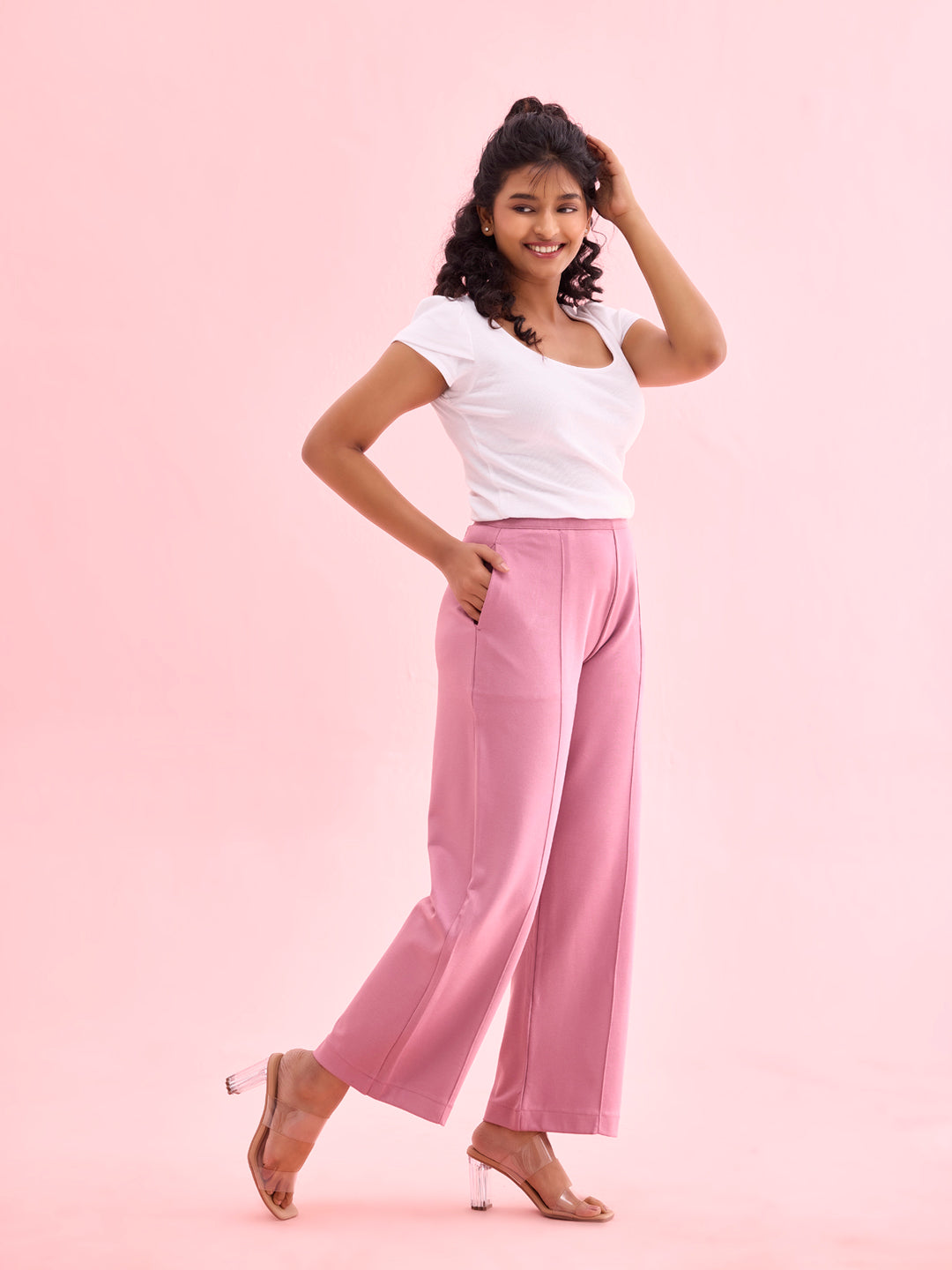 Rusty Pink Roma Ponte Wide Pants