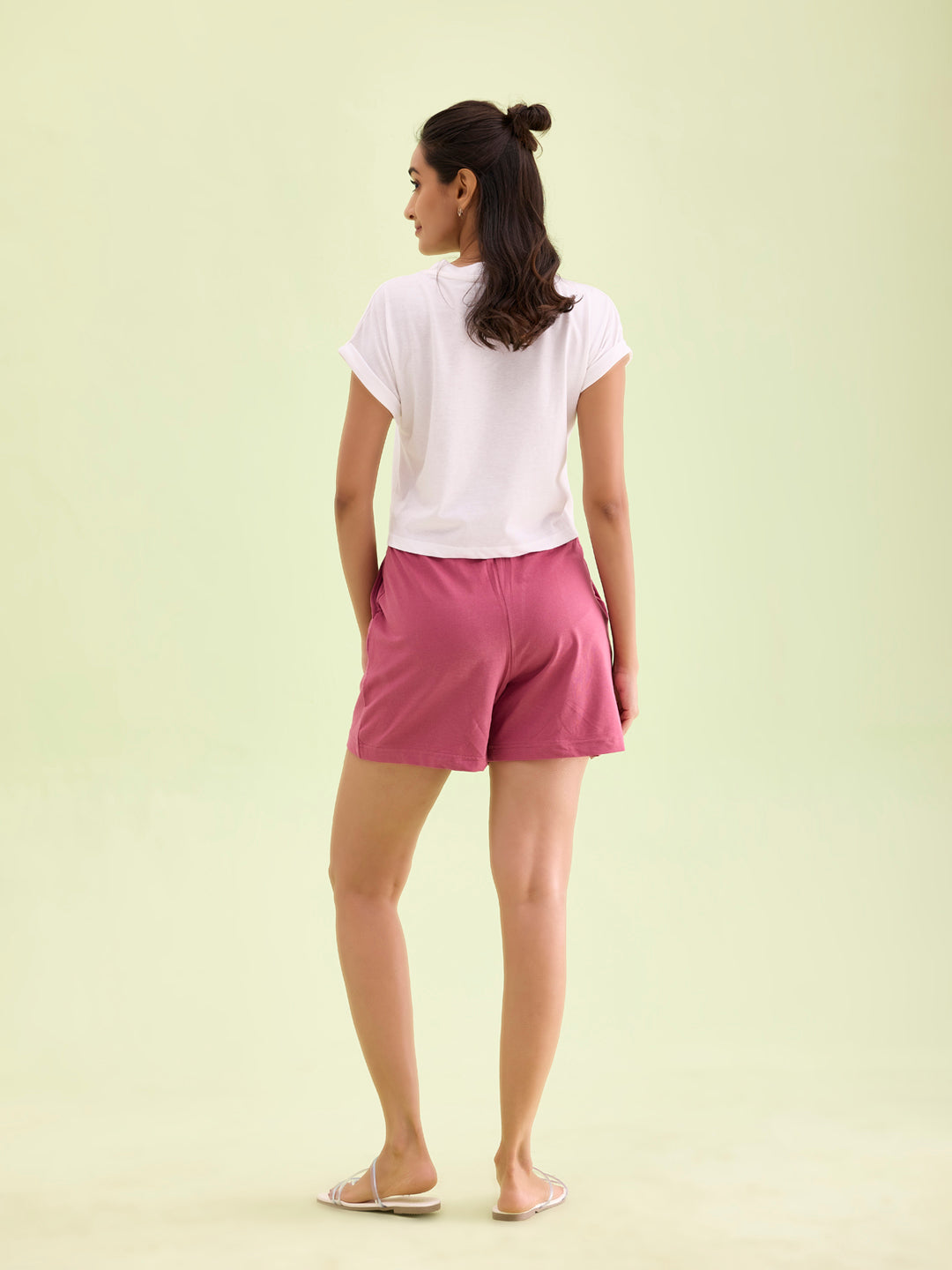 Light Wine Cotton Stretch Casual Shorts