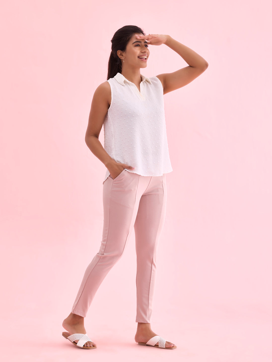 Baby Pink Roma Ponte Pants