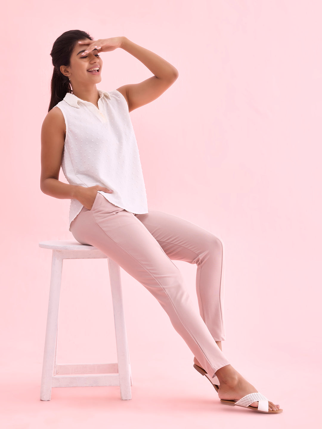 Baby Pink Roma Ponte Pants