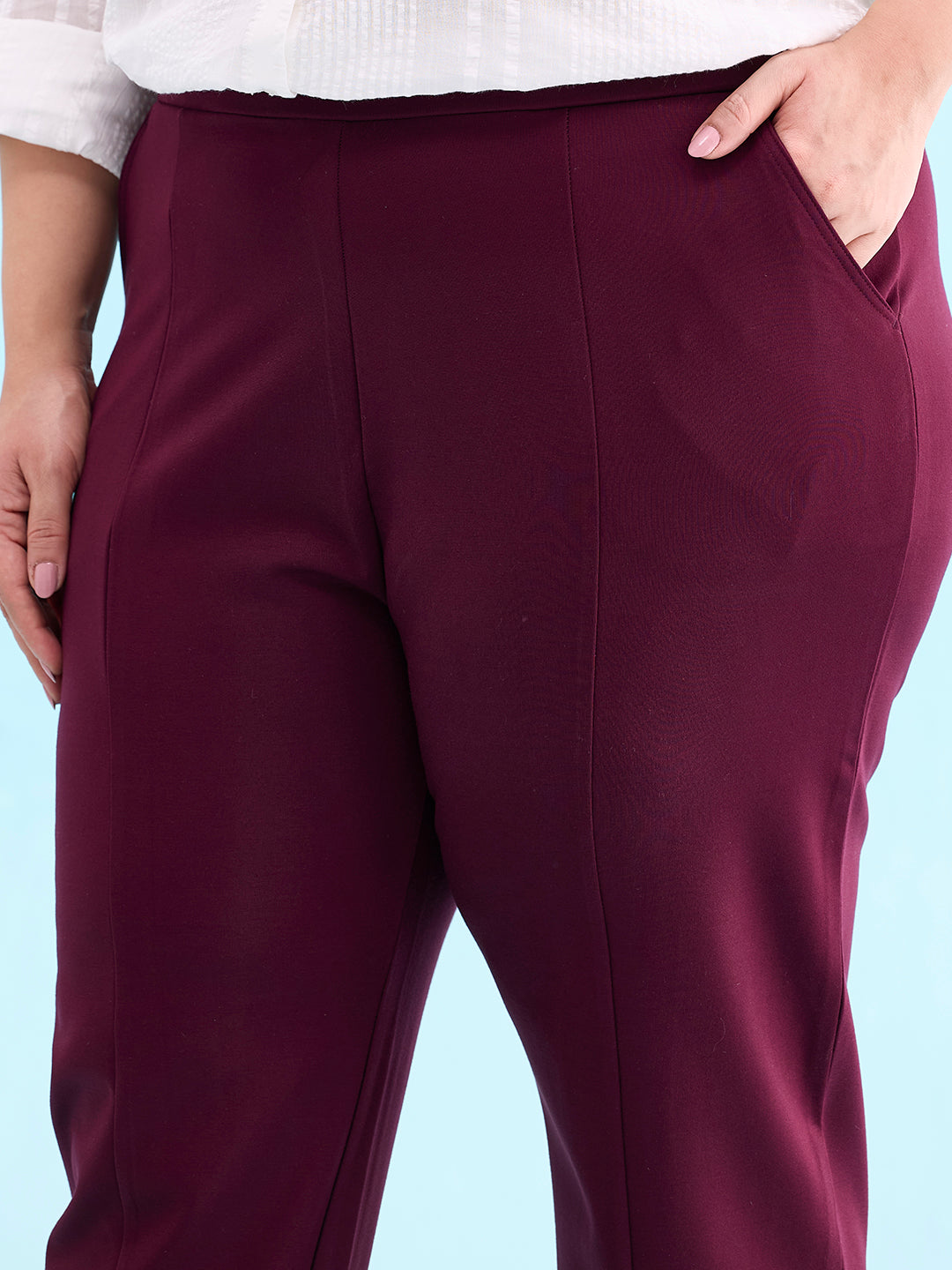 Bright Maroon Roma Ponte Pants