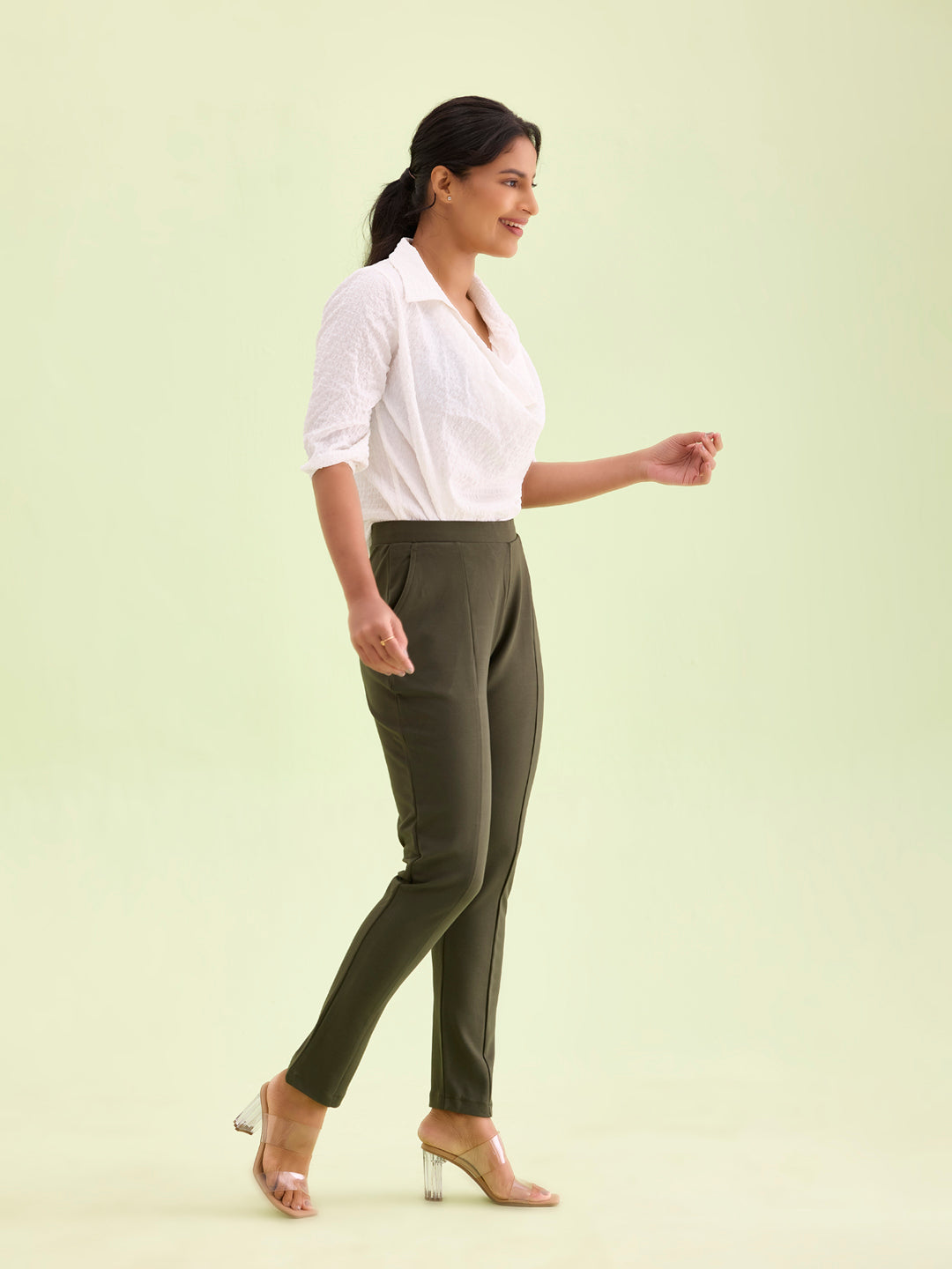 Olive Green Roma Ponte Pants