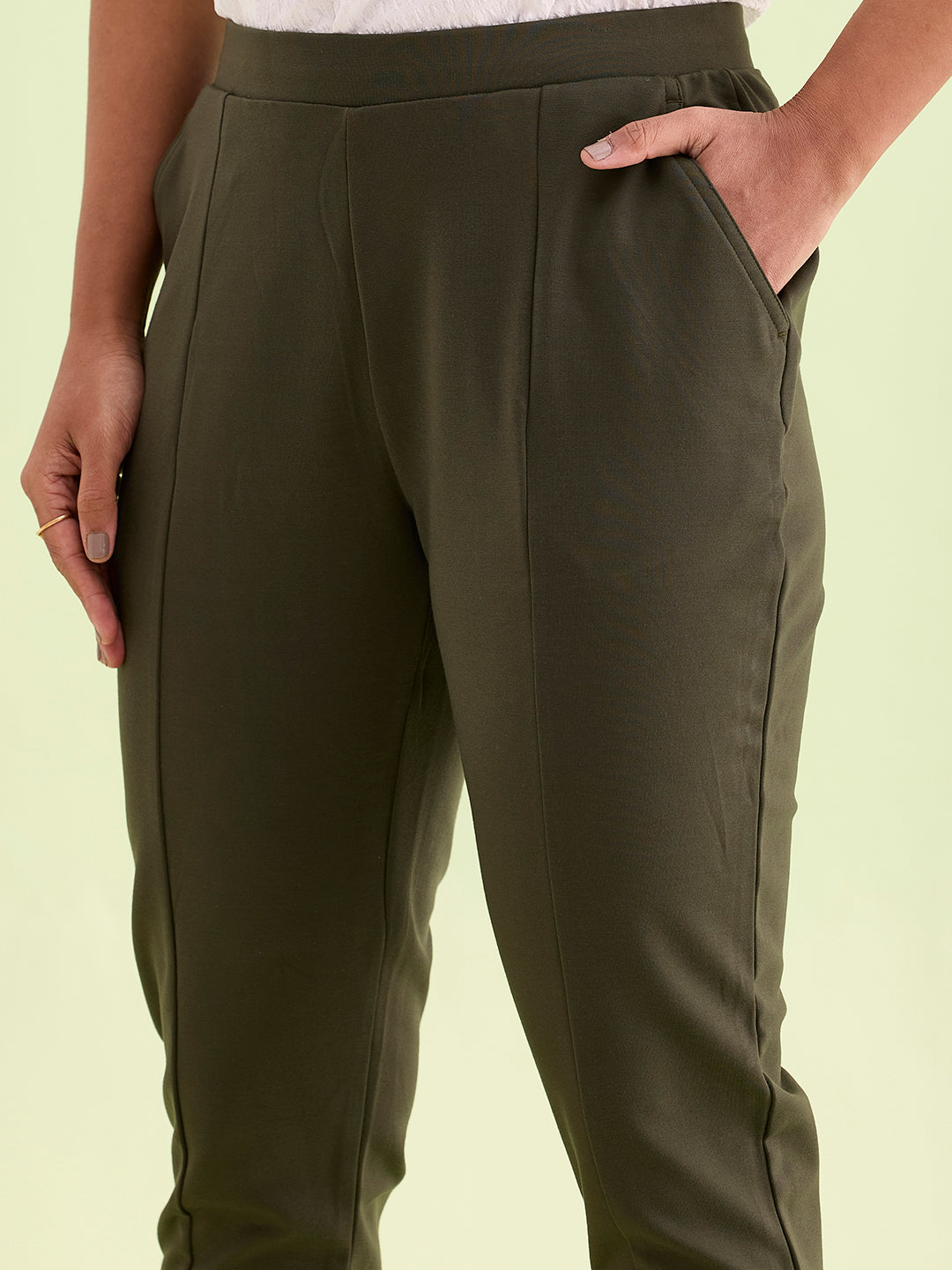 Olive Green Roma Ponte Pants