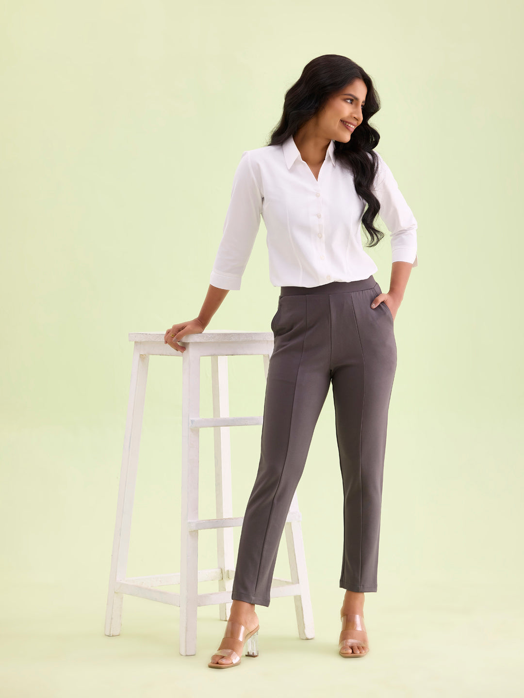 Silver Grey Roma Ponte Pants