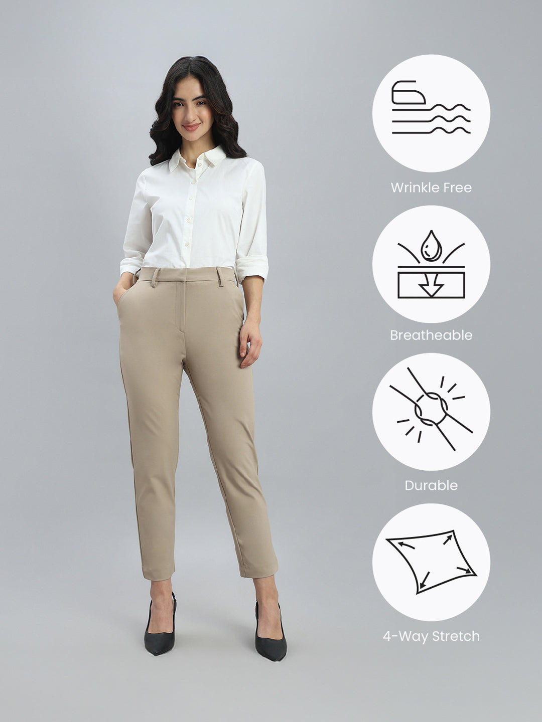 Beige Smart Fit Pant