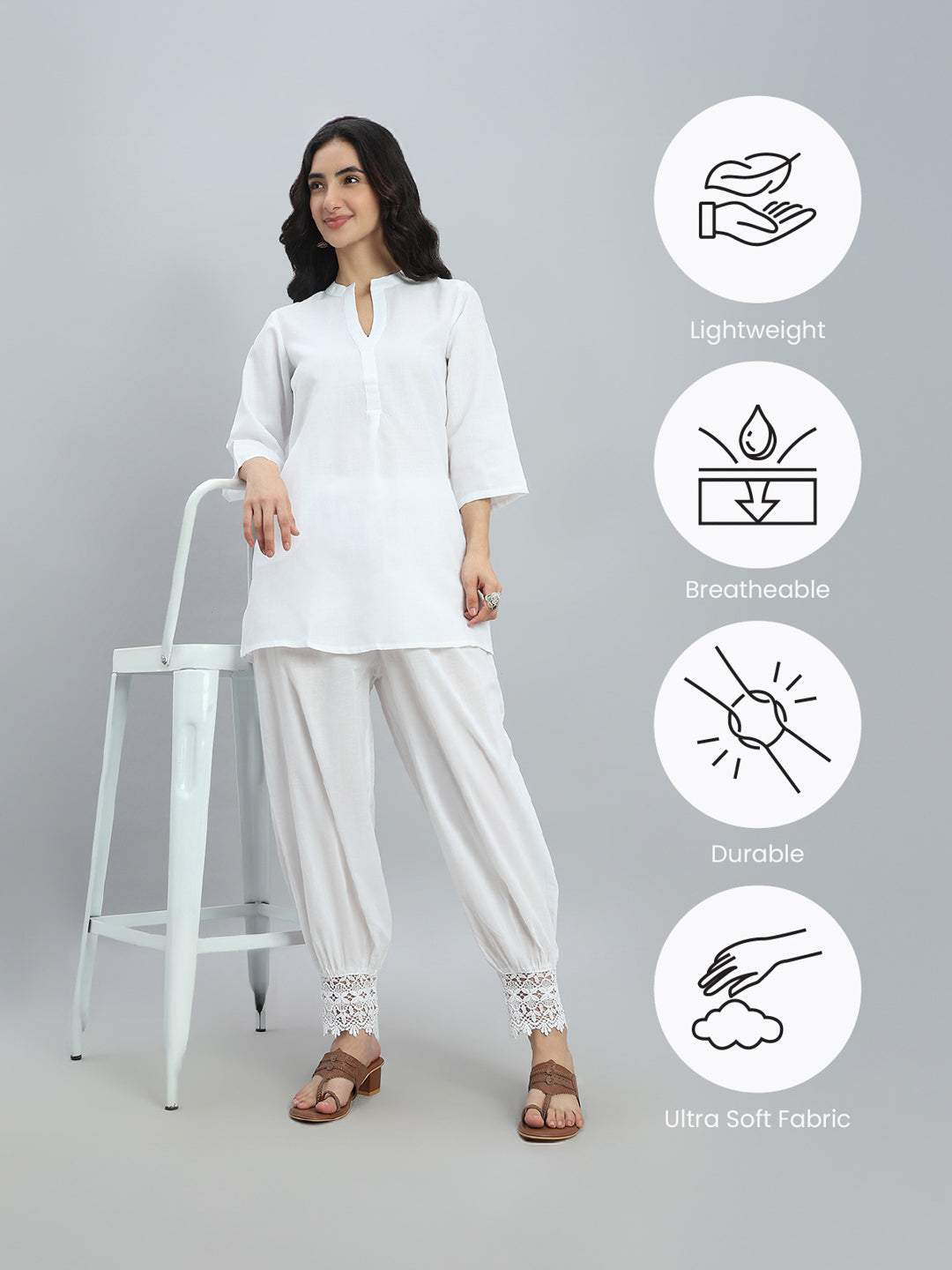 White Embroidered Lace Salwar