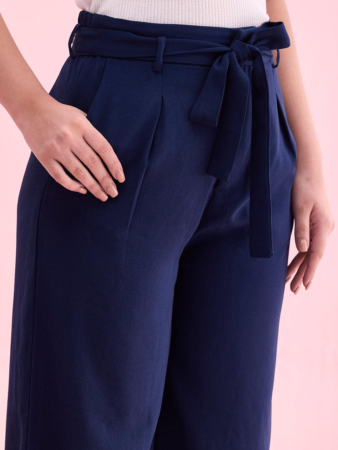 Navy Viscose Poly Stretch Smart Fit Pant