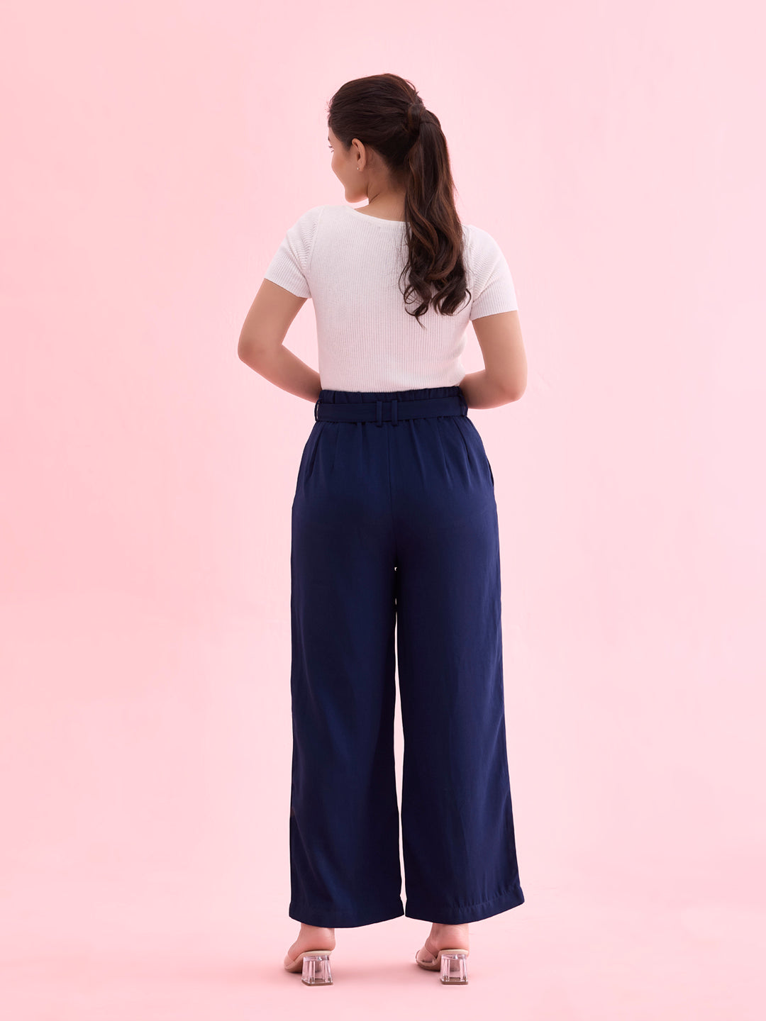 Navy Viscose Poly Stretch Smart Fit Pant
