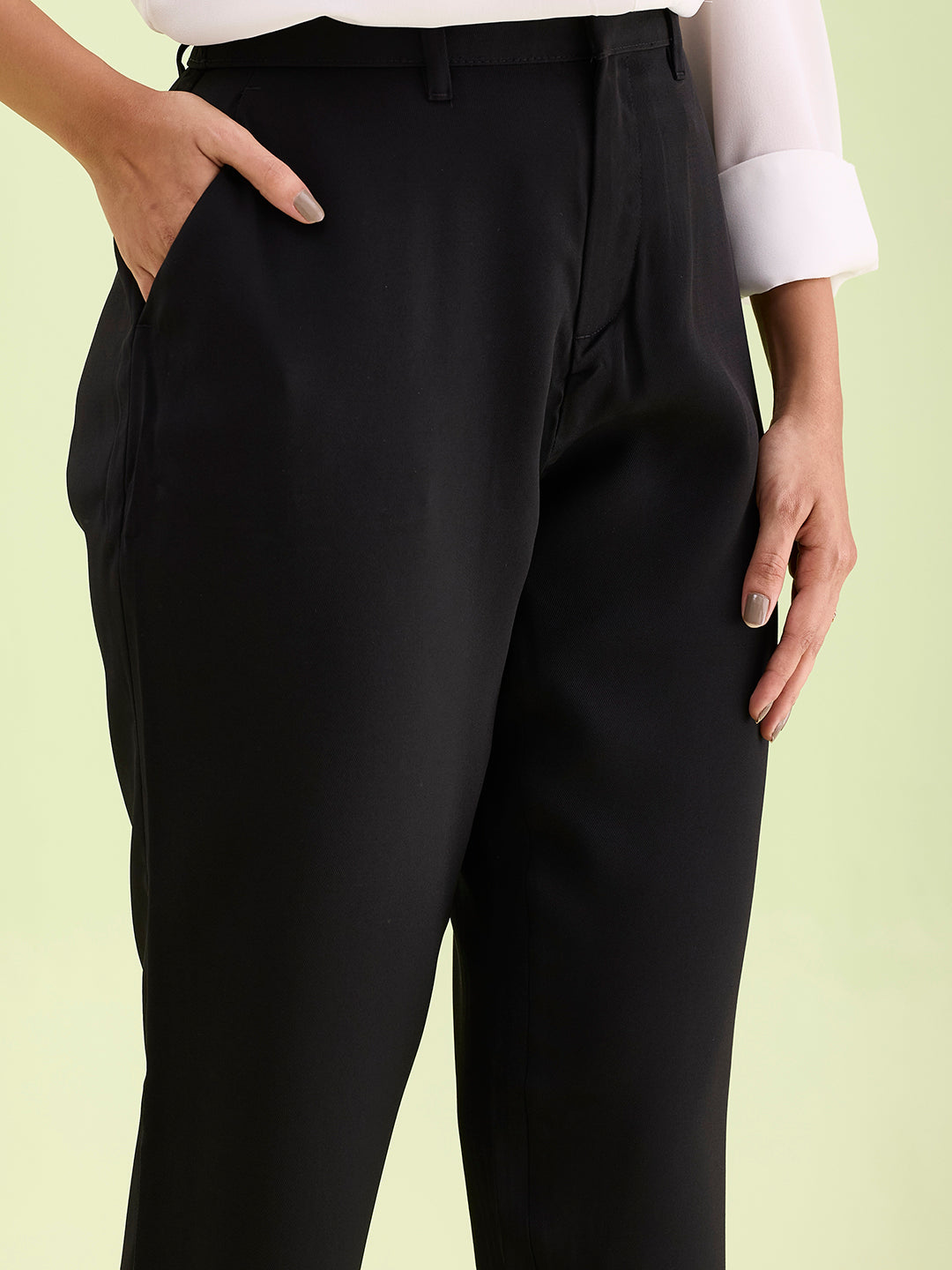 Black Crepe Tapered Trouser