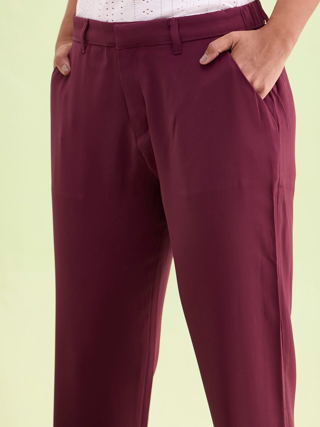 Dark Wine Crepe Tapered Trouser