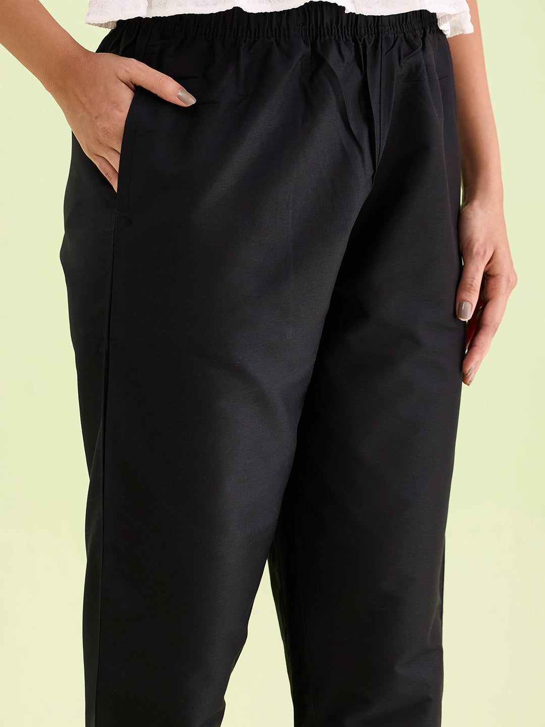 Black Poly Modal Metallic Pants