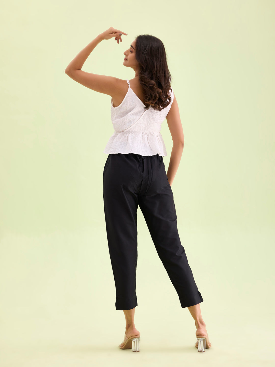 Black Poly Modal Metallic Pants