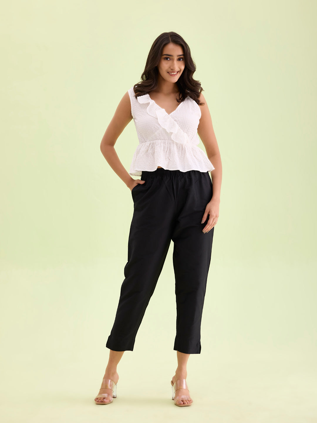 Black Poly Modal Metallic Pants