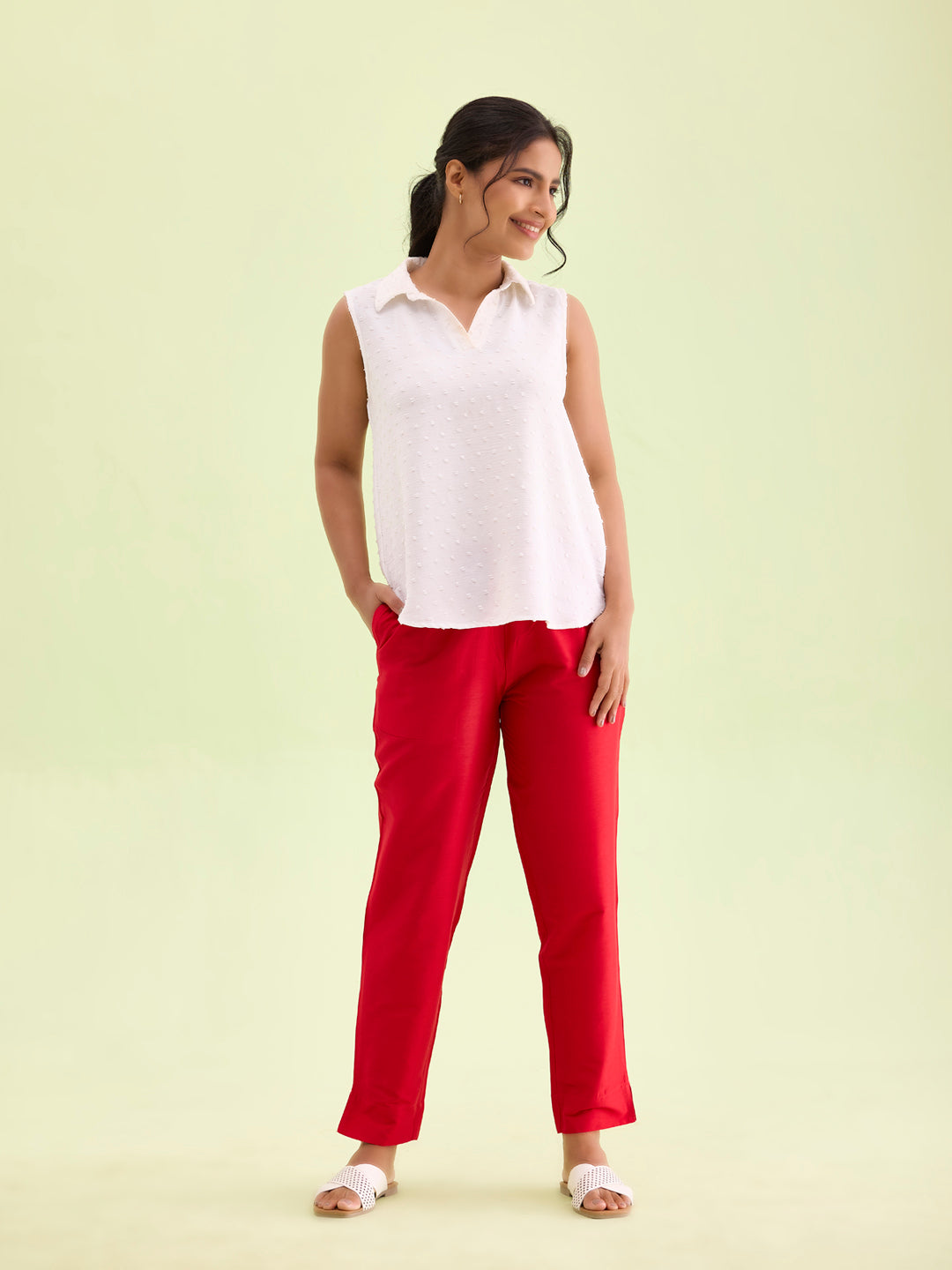 Cherry Poly Modal Metallic Pants