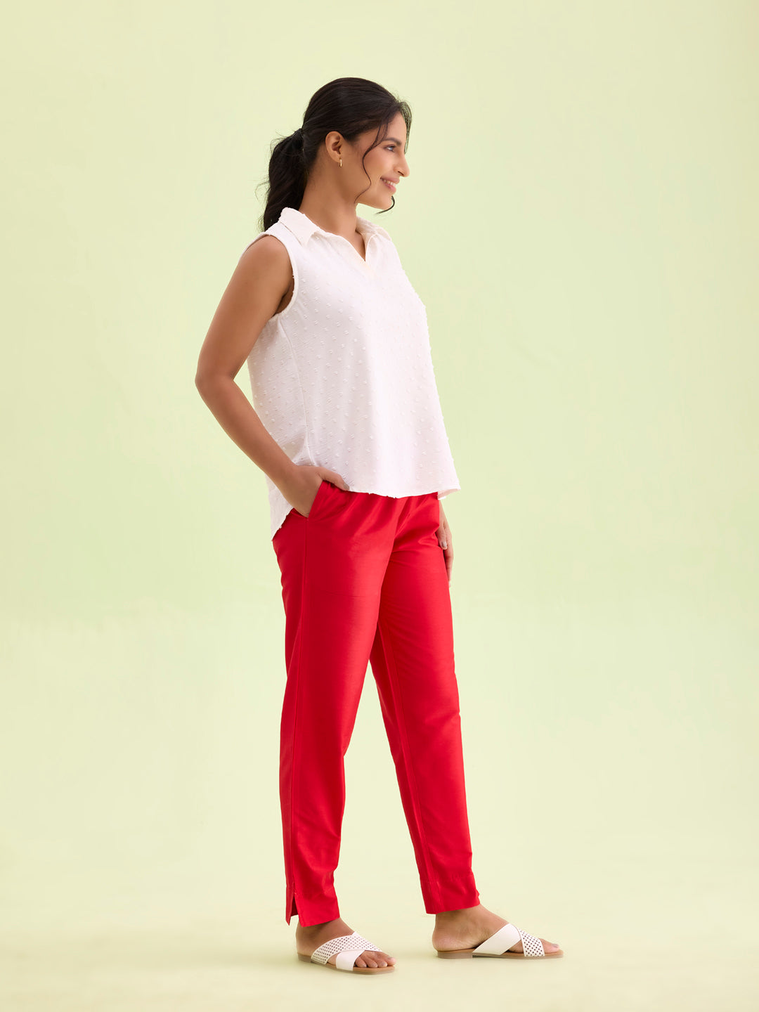 Cherry Poly Modal Metallic Pants