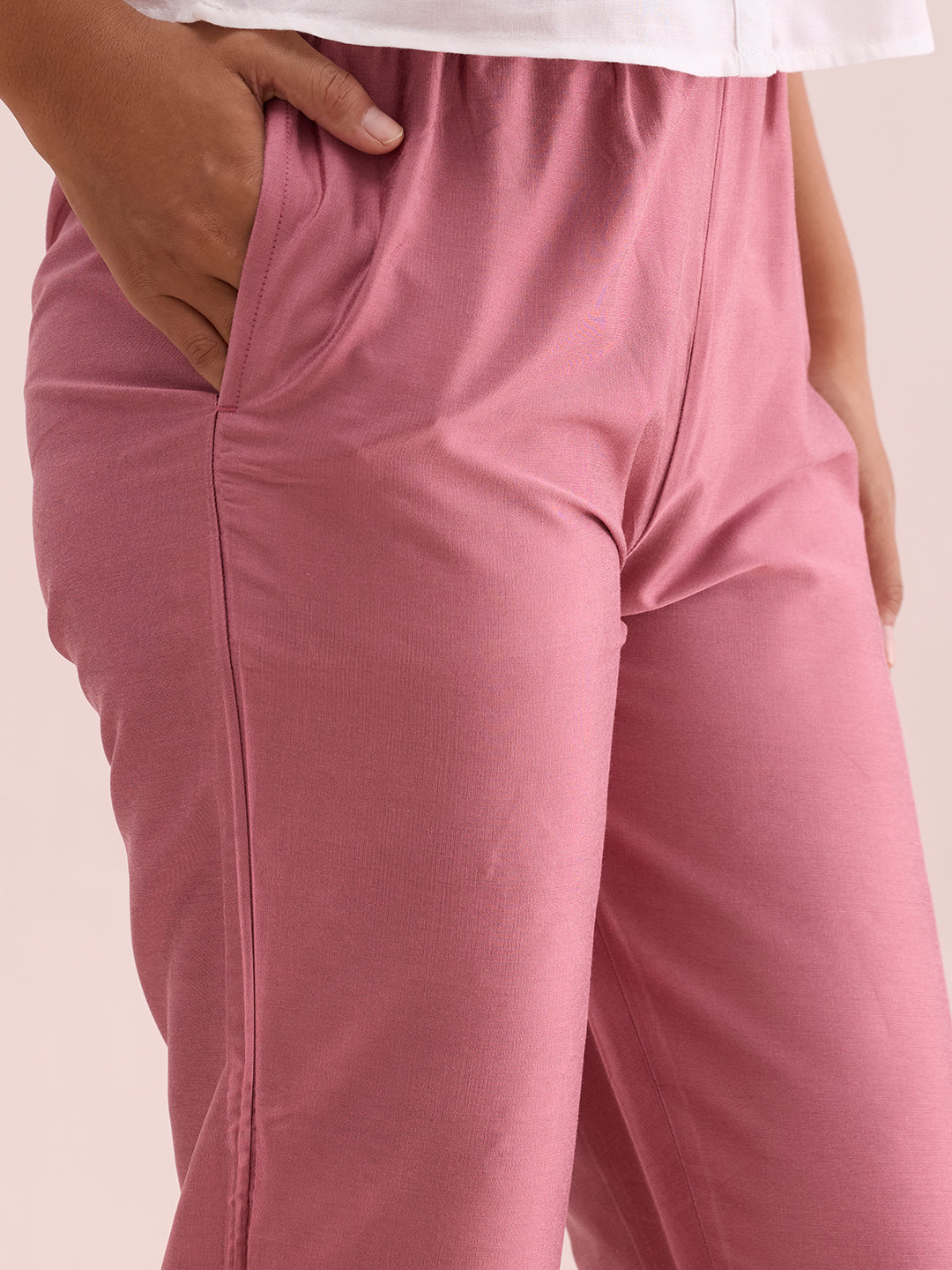 Dusty Rose Poly Modal Metallic Pants