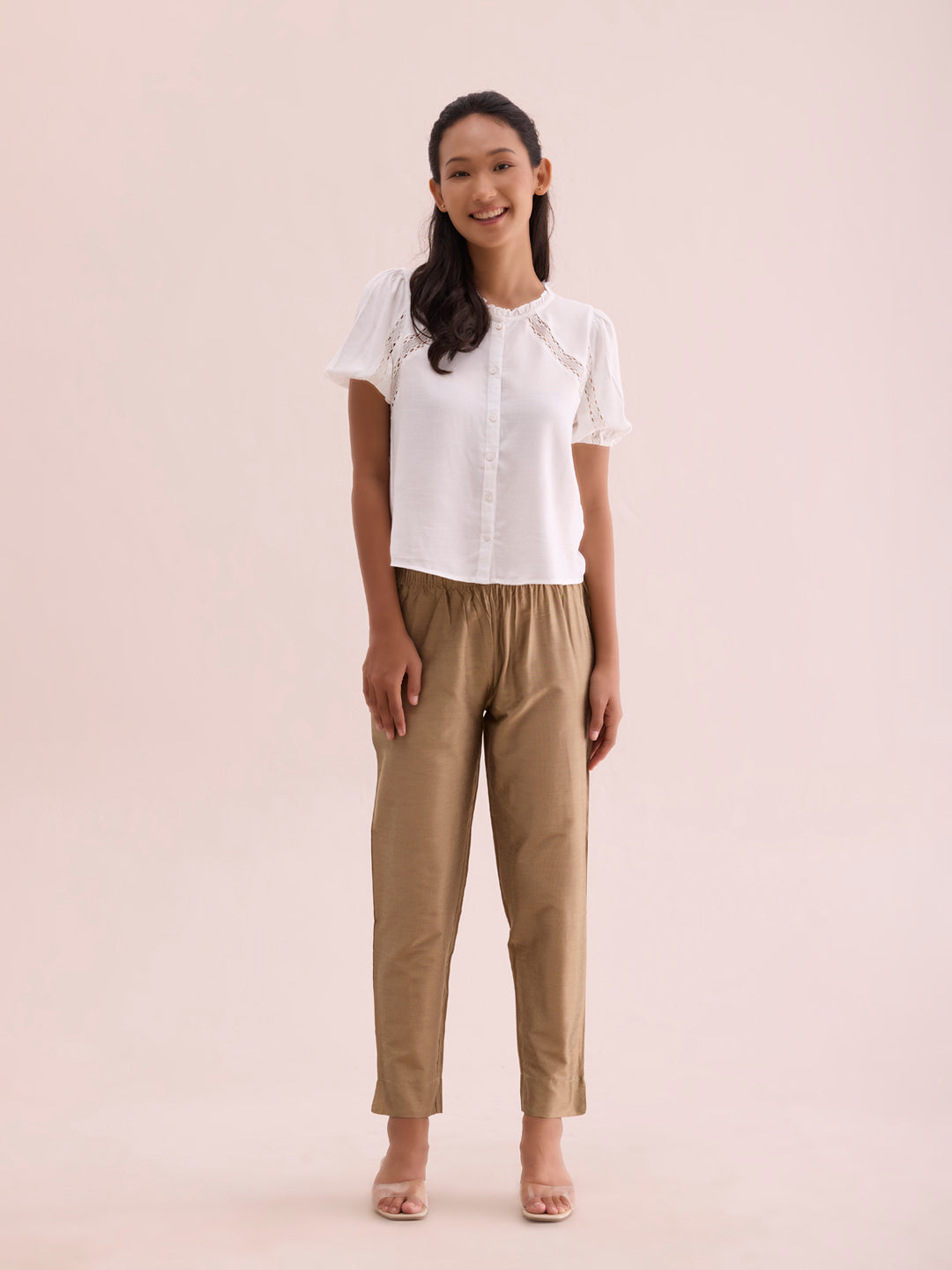 Gold Poly Modal Metallic Pants