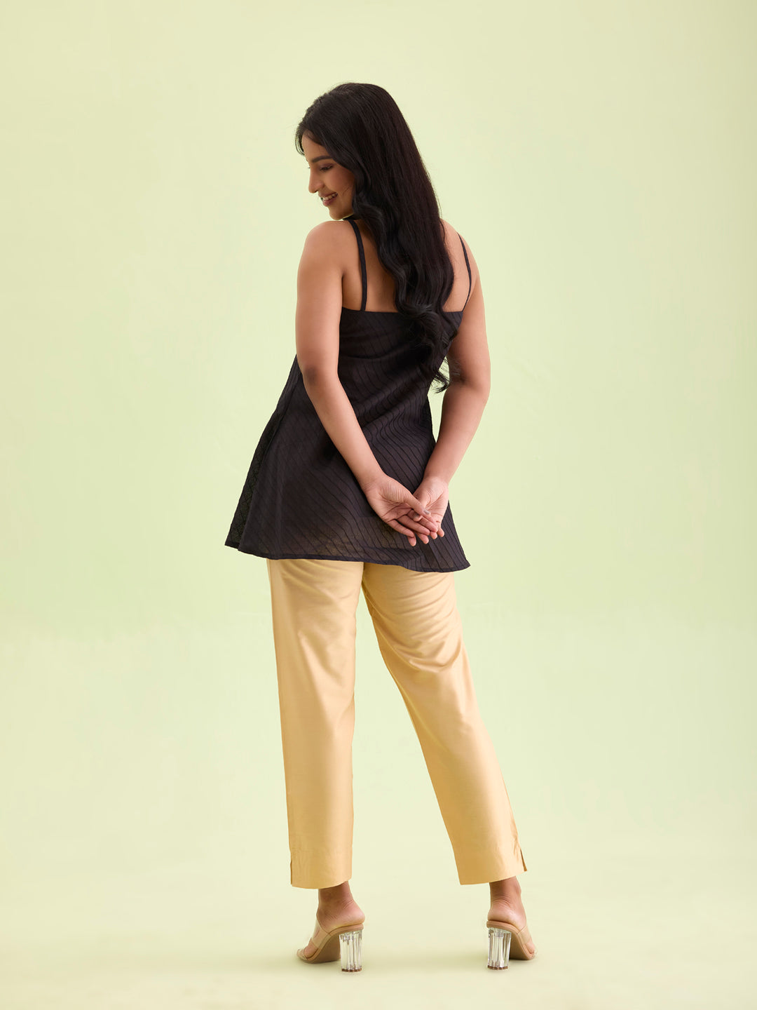 Light Gold Poly Modal Metallic Pants