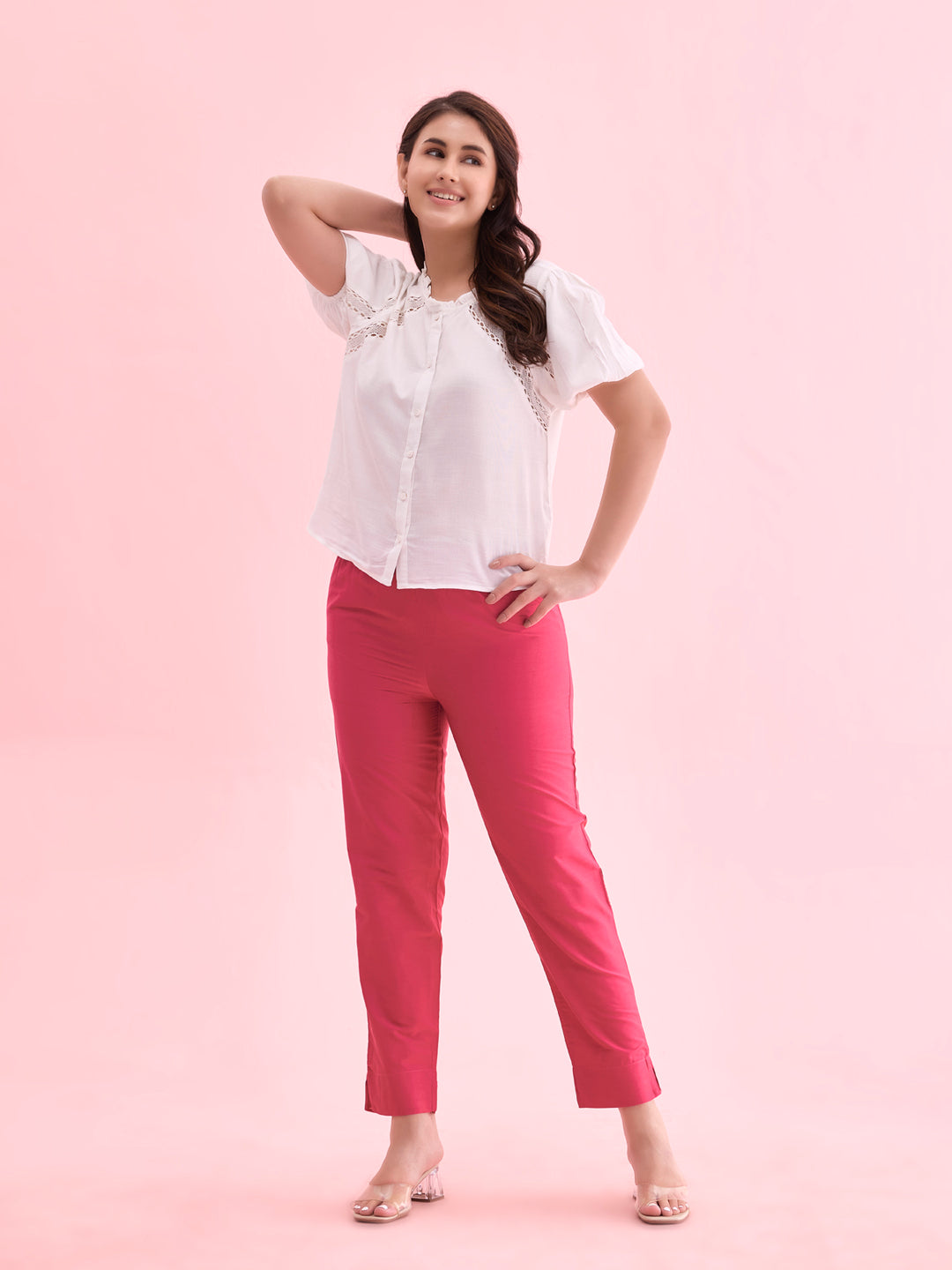 Young Fuchsia Poly Modal Metallic Pants