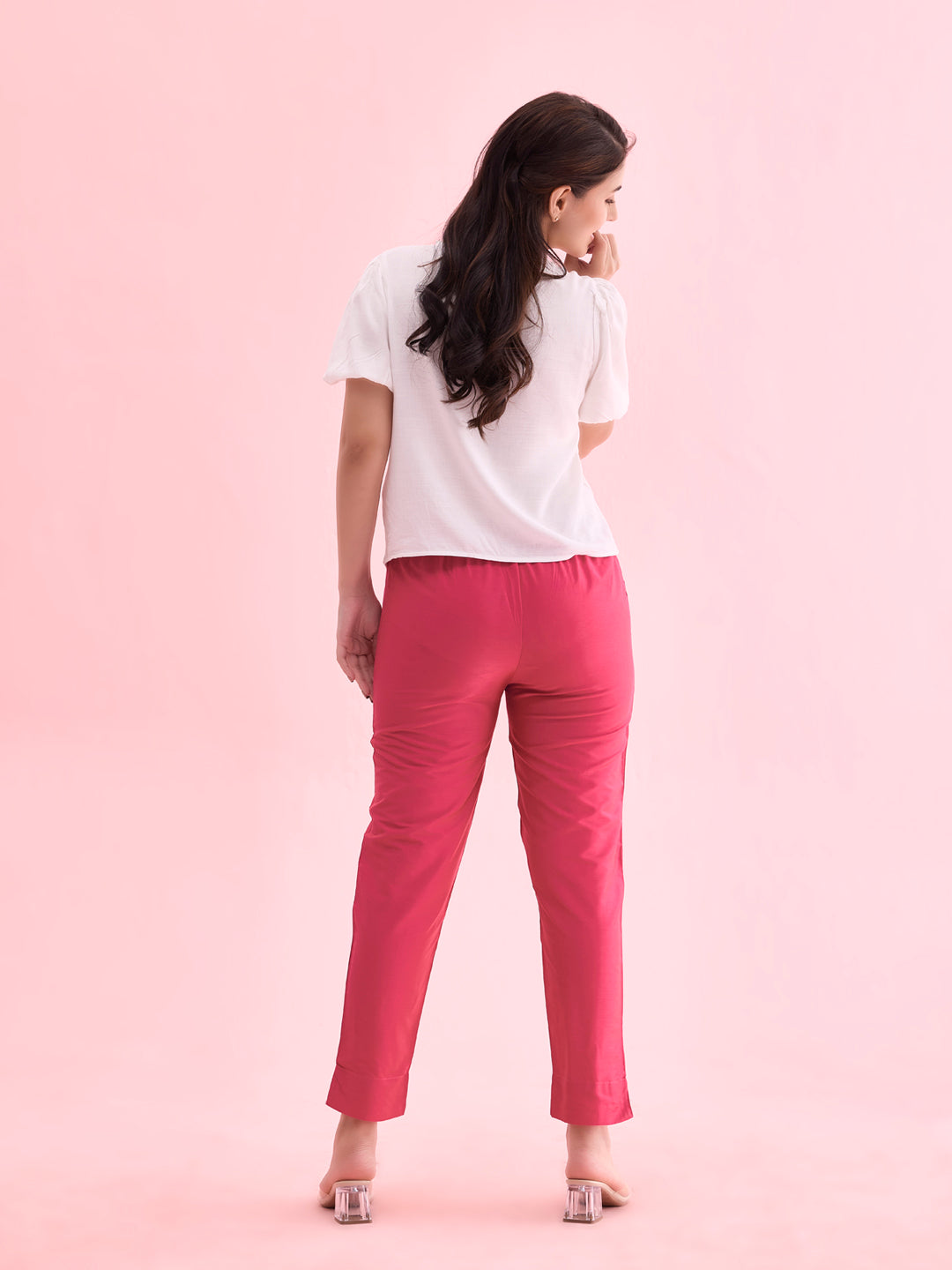 Young Fuchsia Poly Modal Metallic Pants