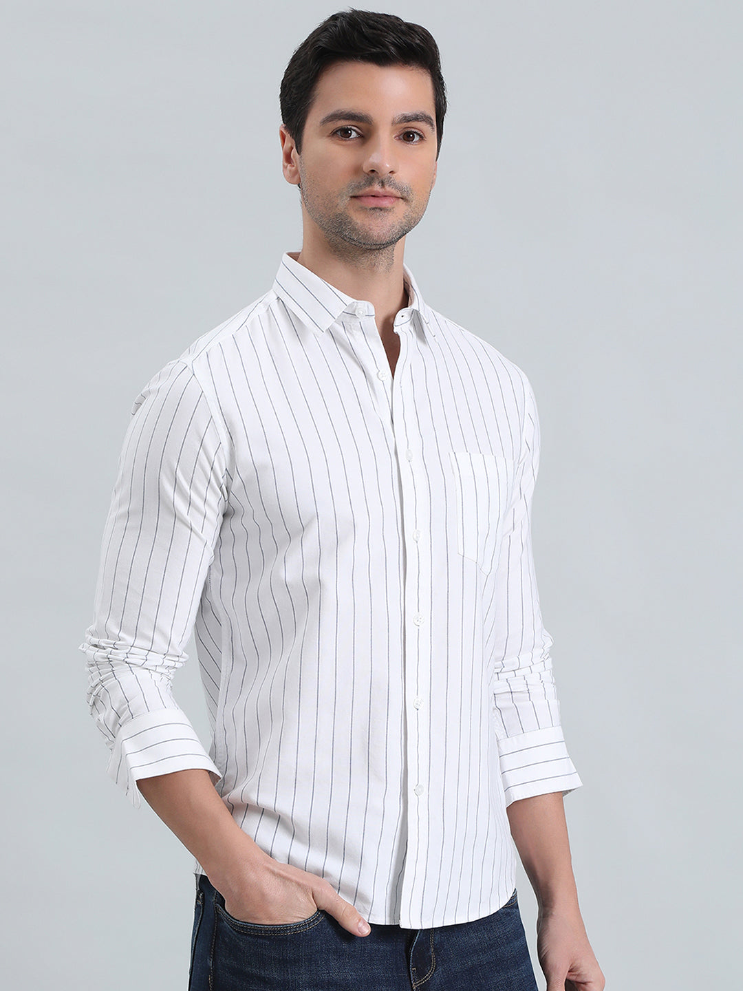 100% Cotton Regular Fit Striped Oxford Shirt