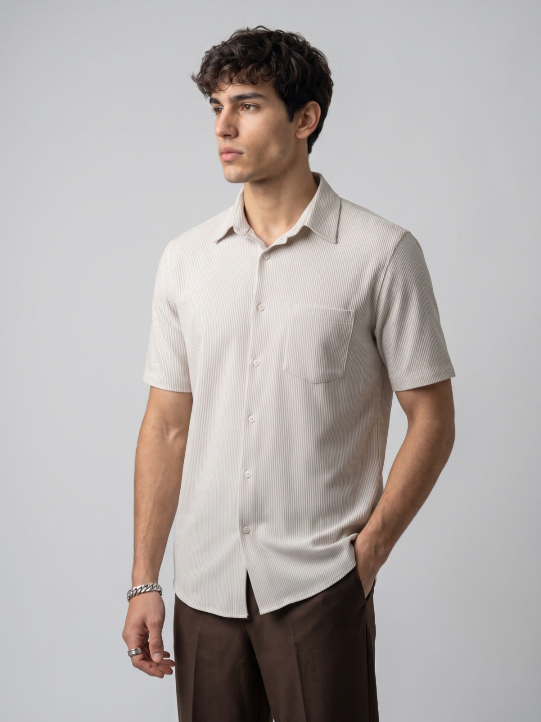 Wrinkle Free Half Sleeve Flex Knit Shirt