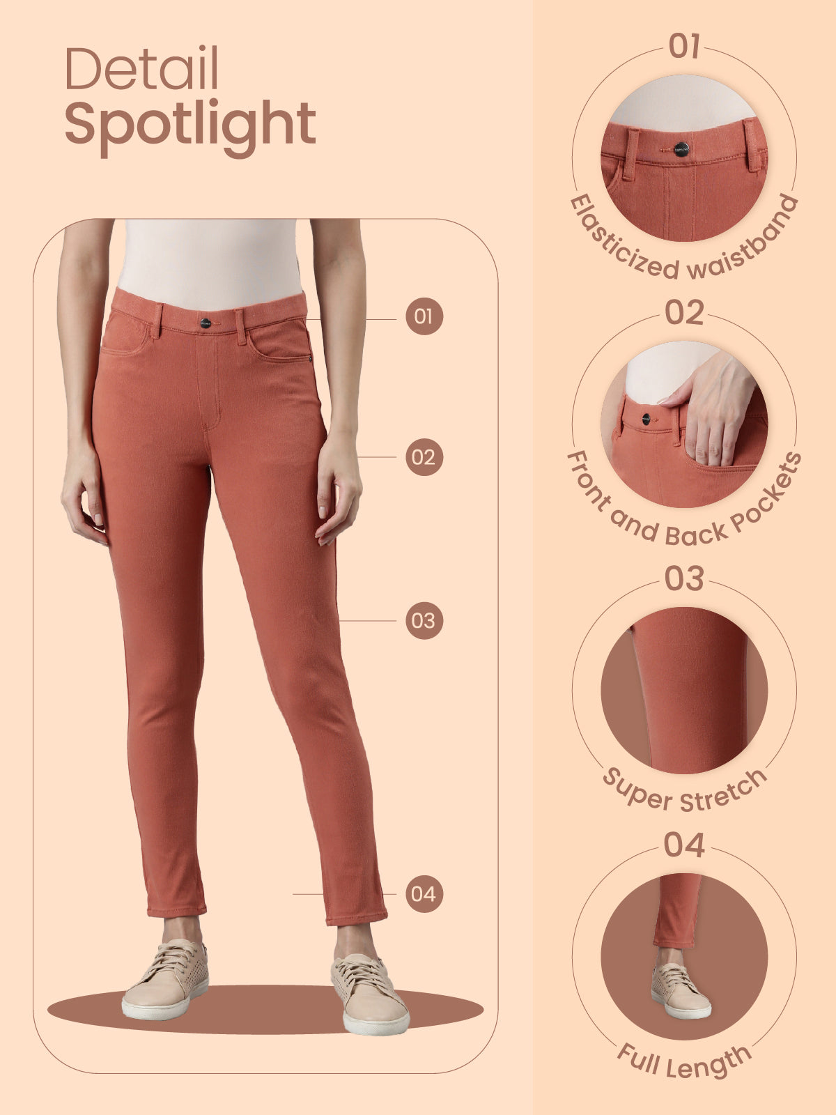 Mustard Cotton Polyester Super Stretch Jeggings