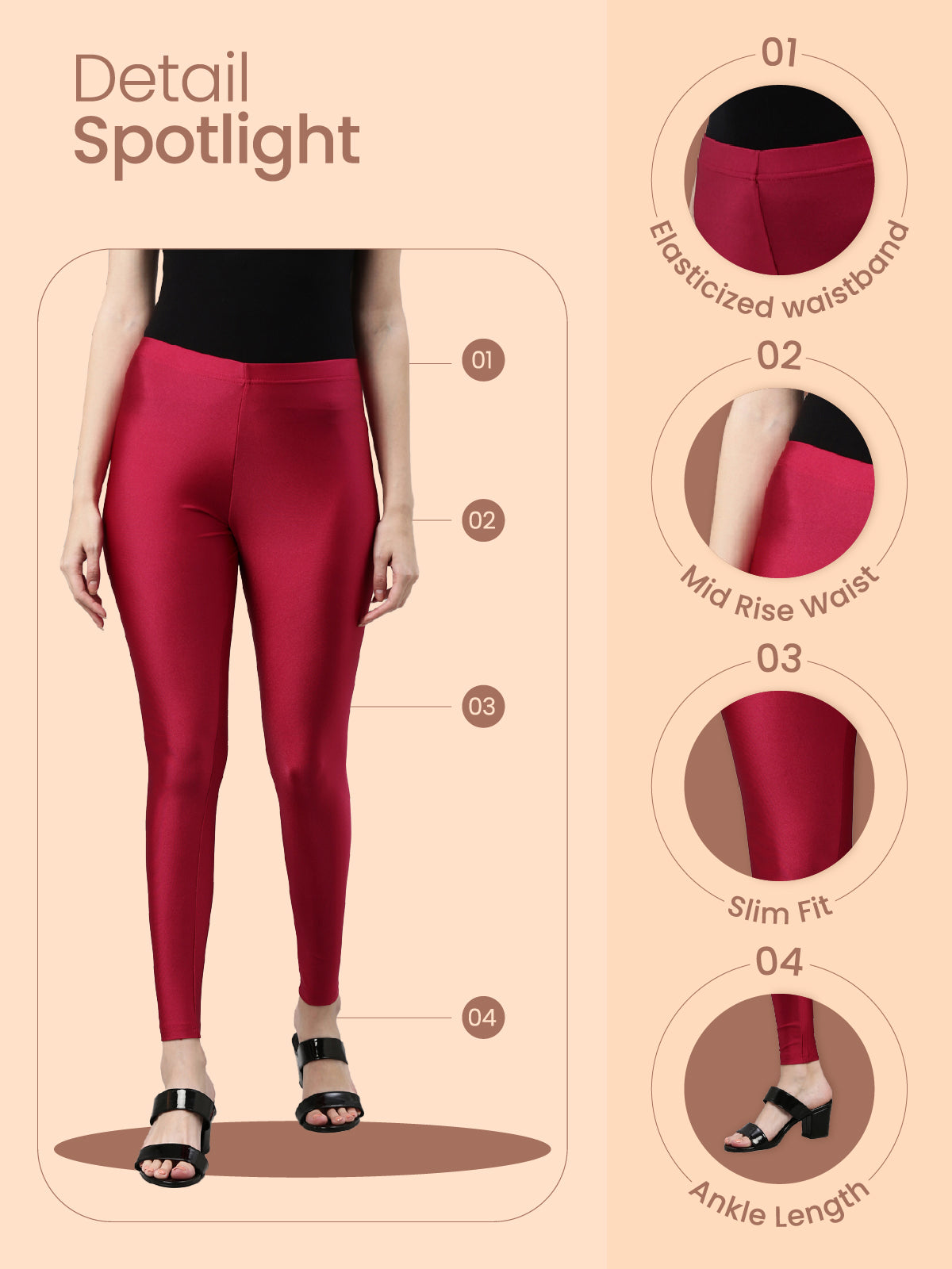 Rust Nylon Stretch Shimmer Leggings