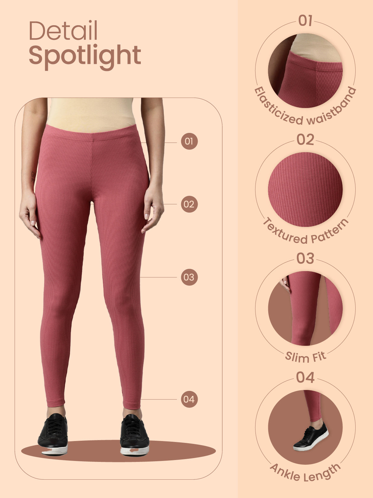 Bottle Green Drop Needle Fabric Rib Leggings